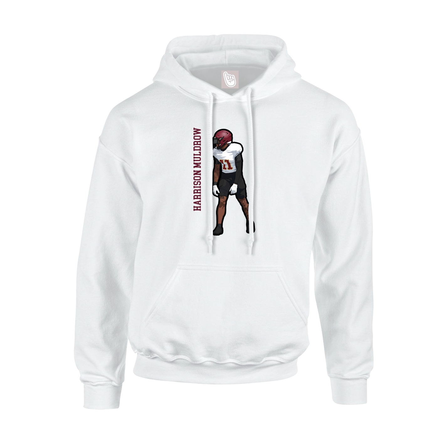 Youth Hoodie — Name Vertical in White