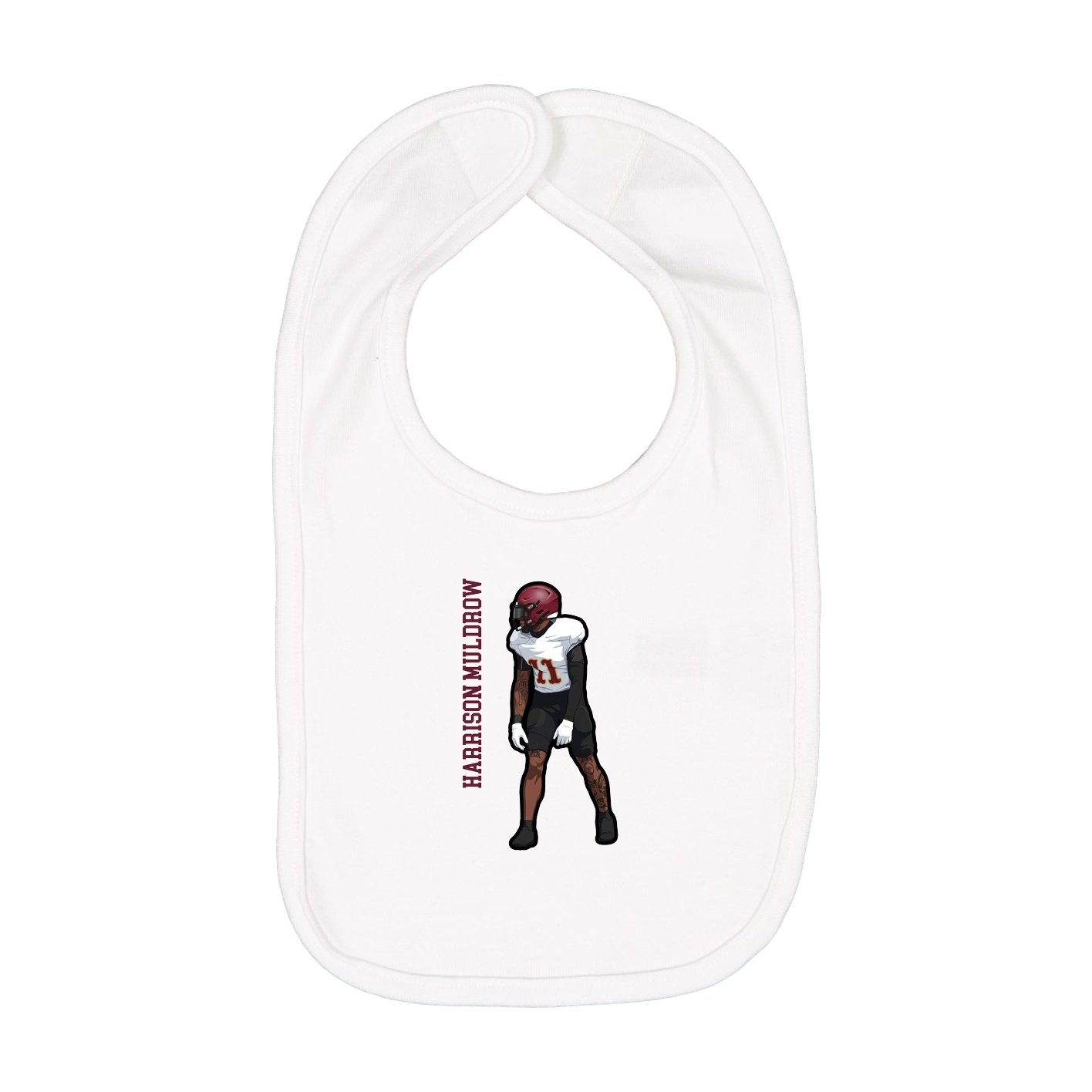 Infant Bib — Name Vertical in White