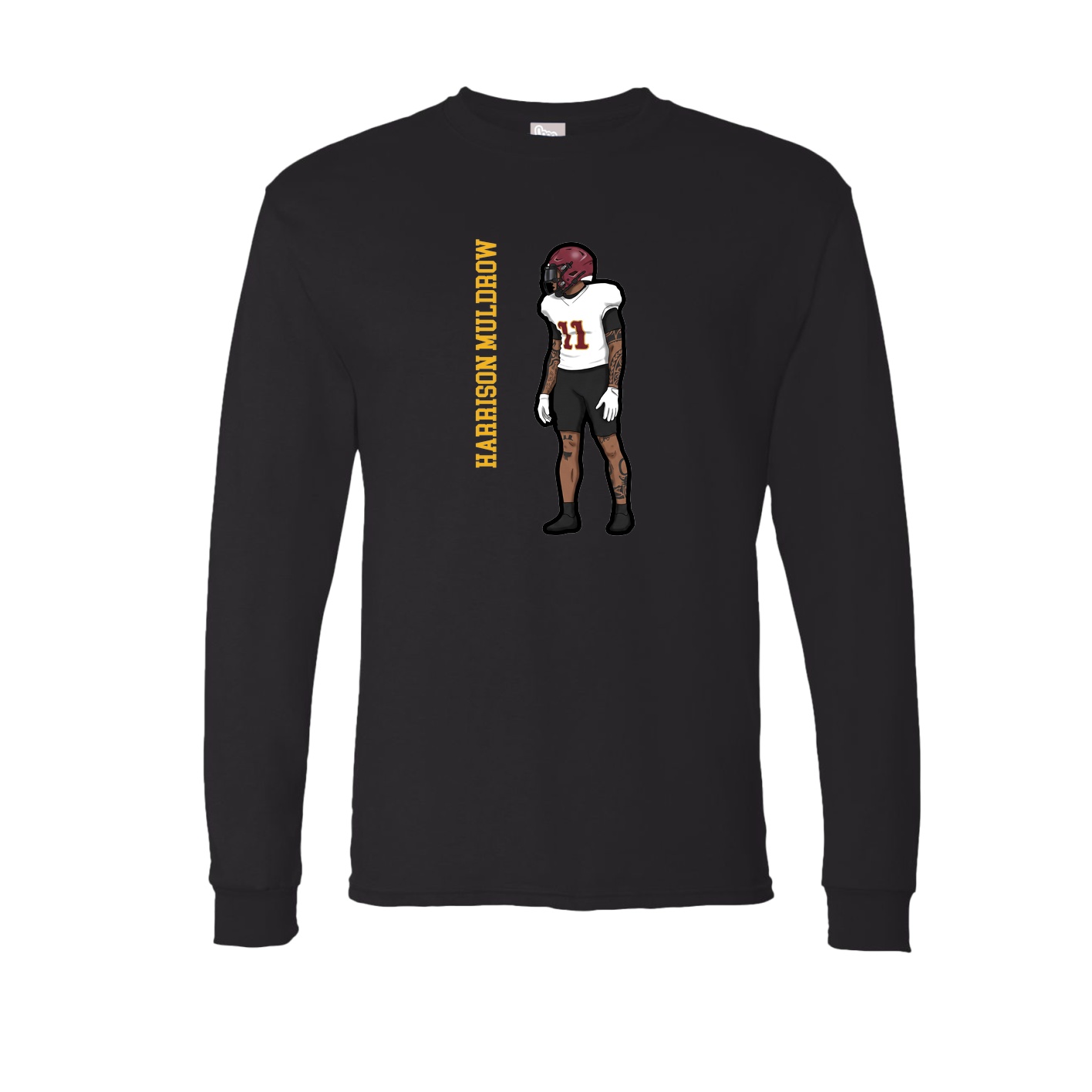 Long Sleeve Tee — Name Vertical in Black