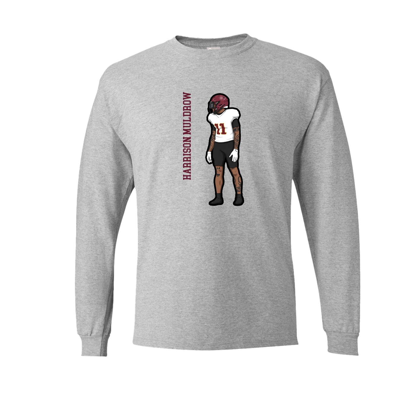 Long Sleeve Tee — Name Vertical in Grey