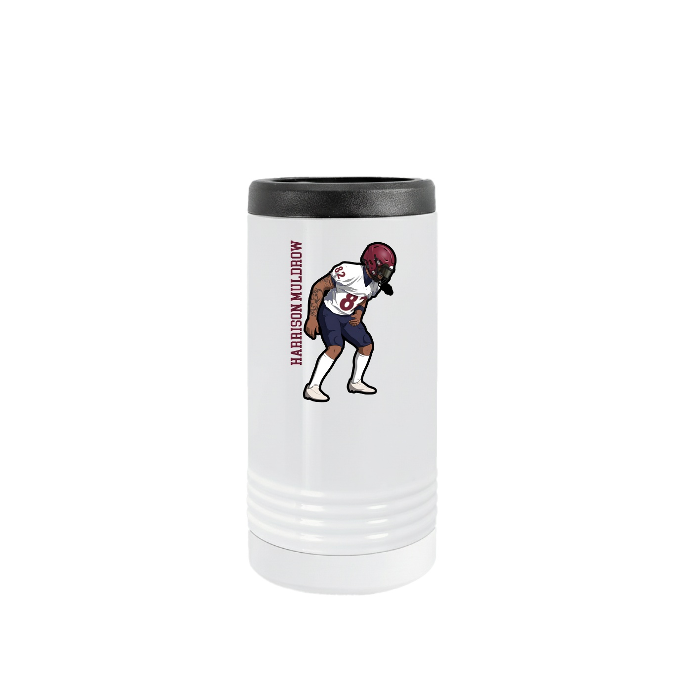 Slim Beverage Holder — Name Vertical in White