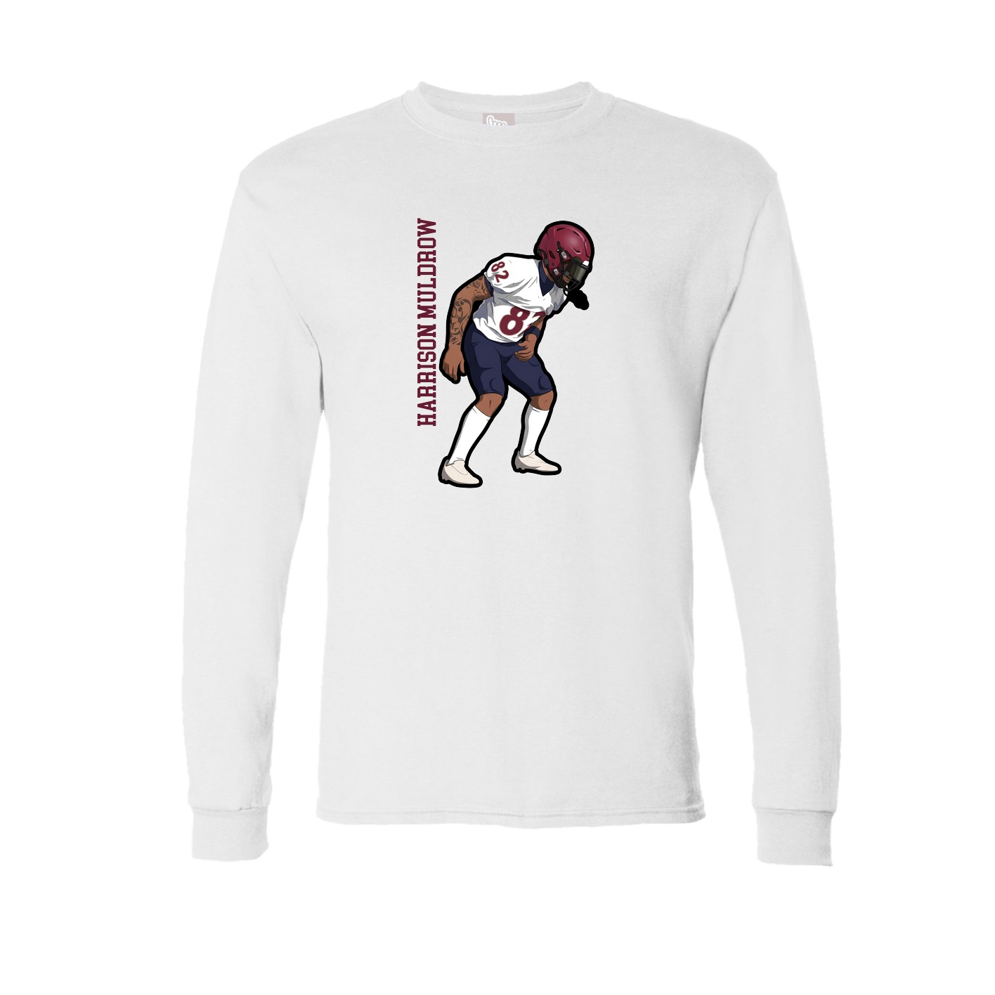 Long Sleeve Tee — Name Vertical in White