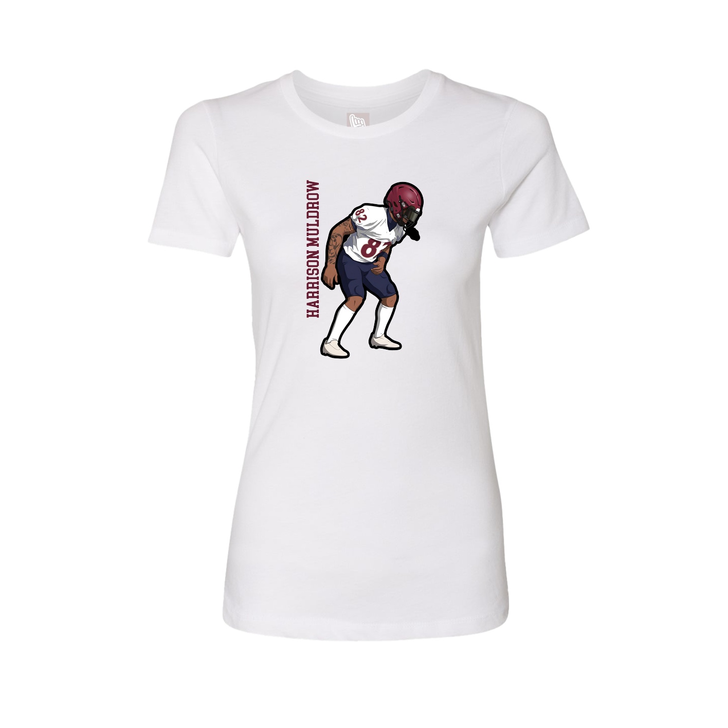 Fitted Women's Tee — Name Vertical in White