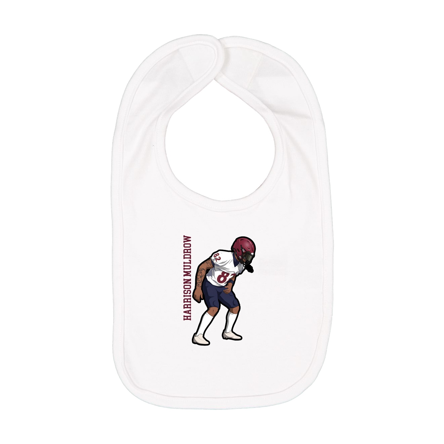 Infant Bib — Name Vertical in White