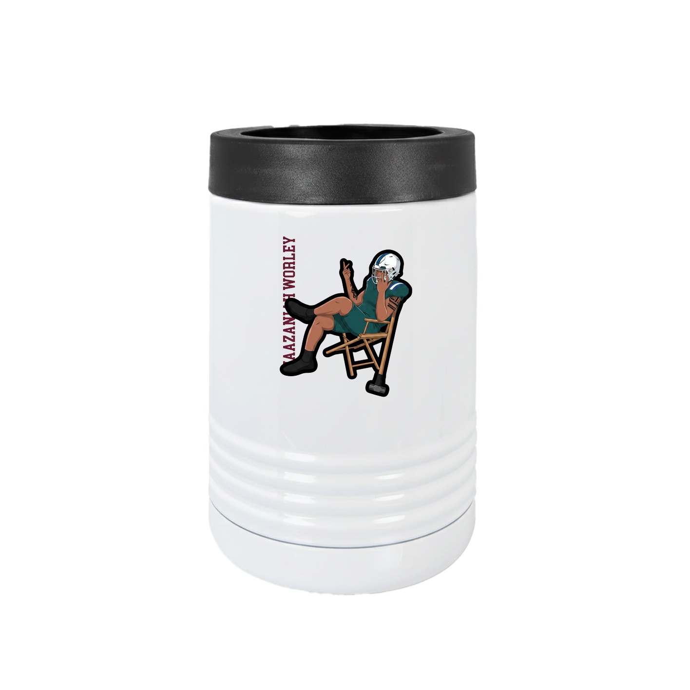 Beverage Holder — Name Vertical in White