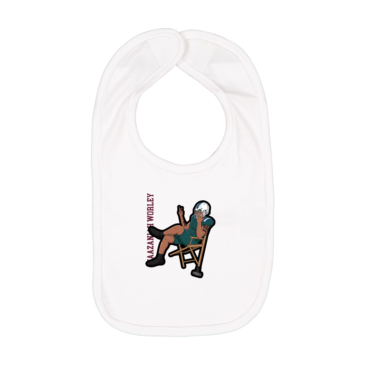 Infant Bib — Name Vertical in White