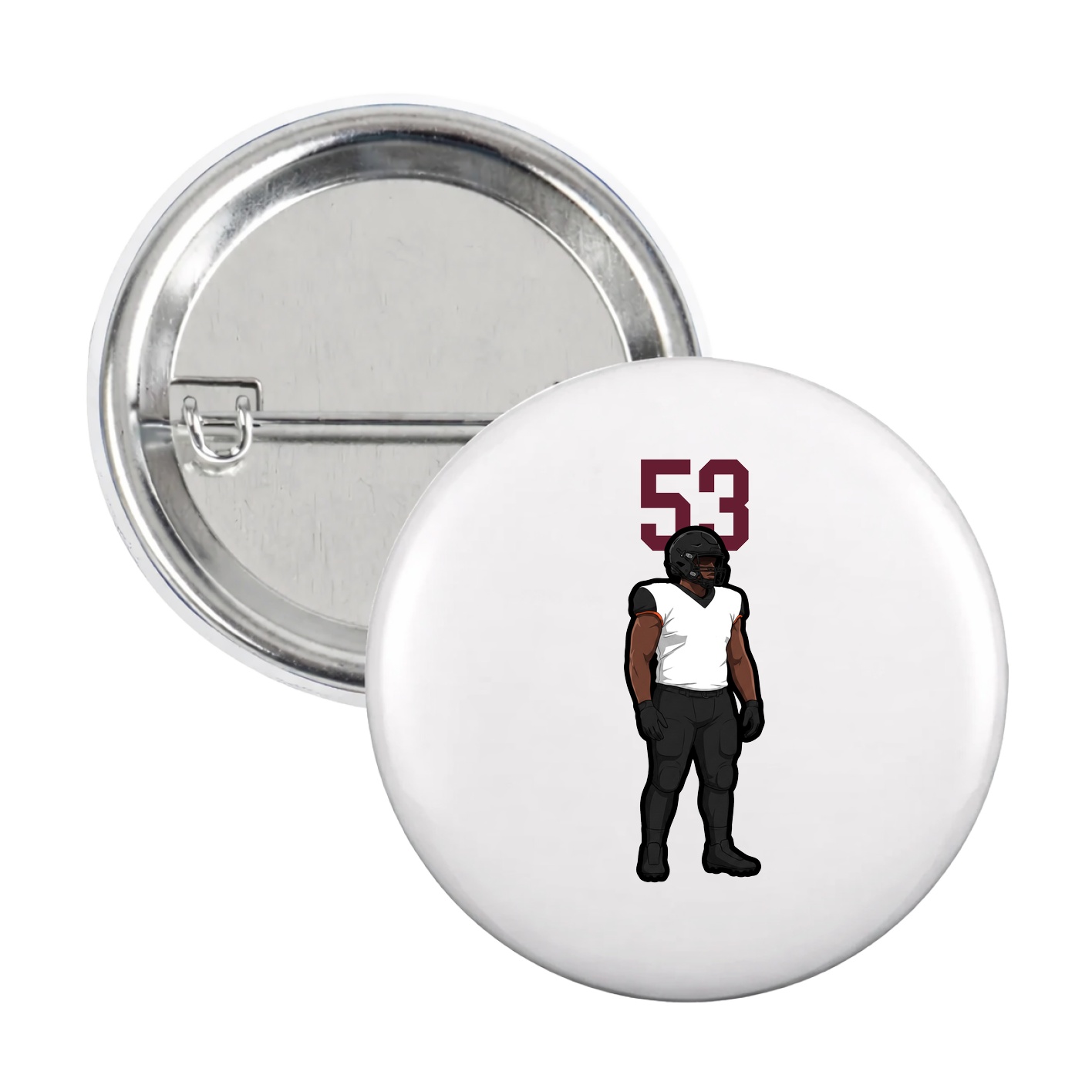 Game Day Button — Number Top in White