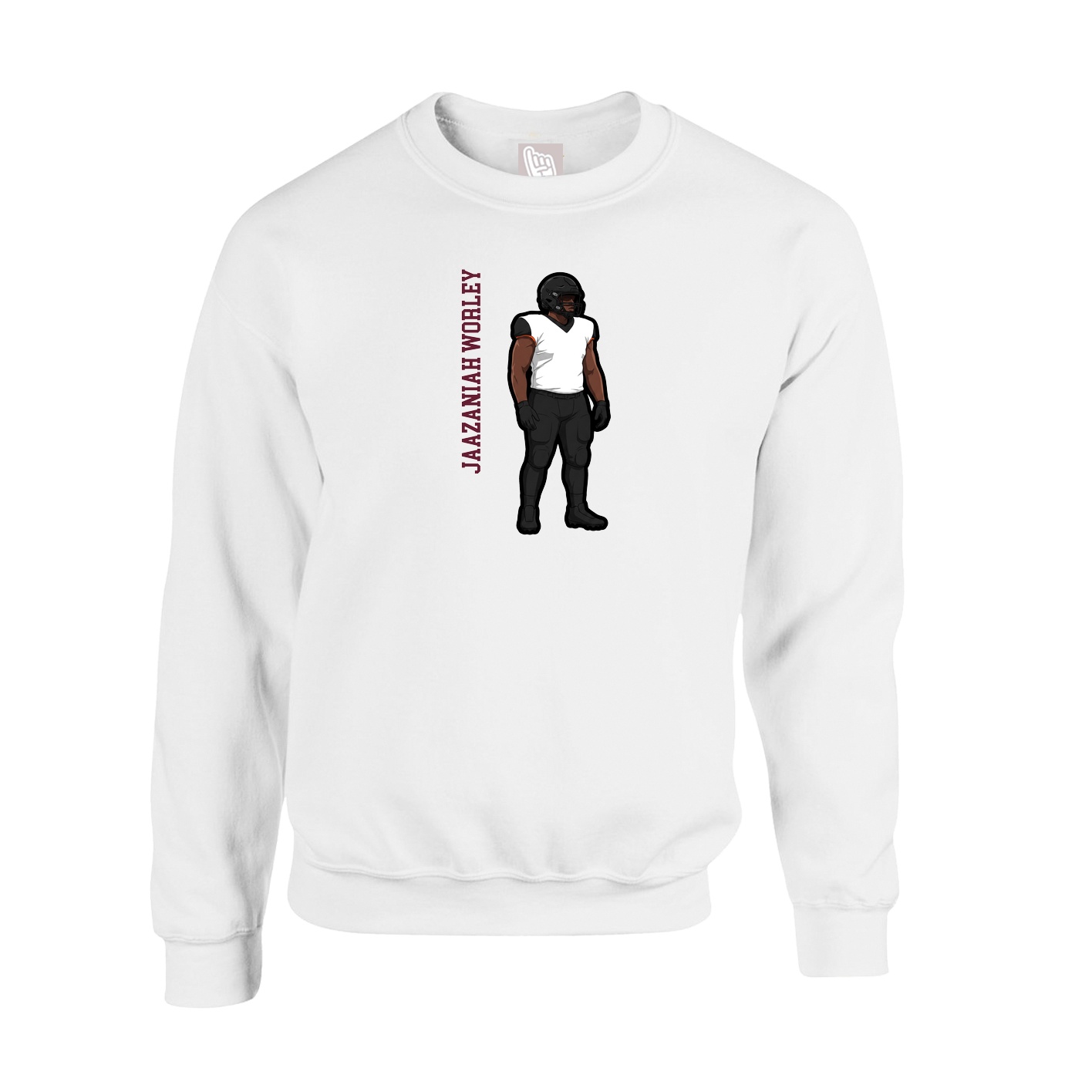Fleece Crew — Name Vertical in White