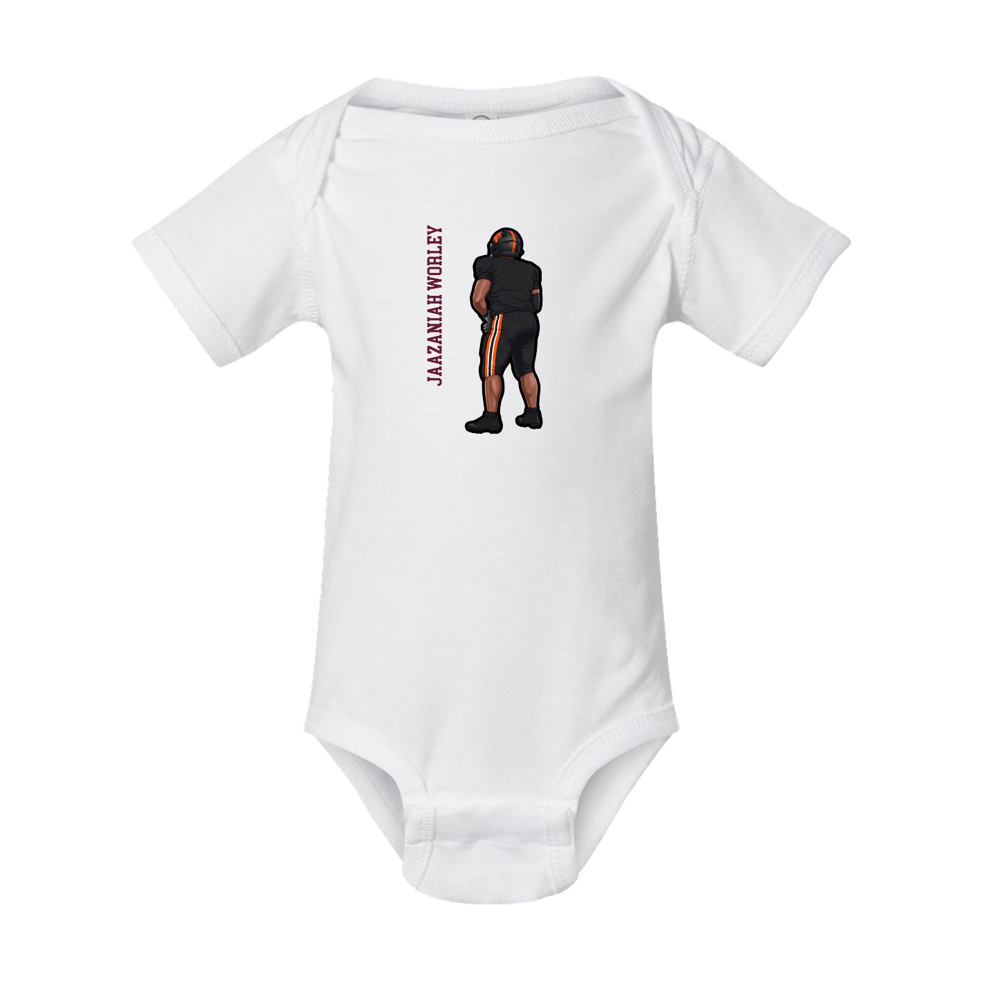 Baby Onesie — Name Vertical in White