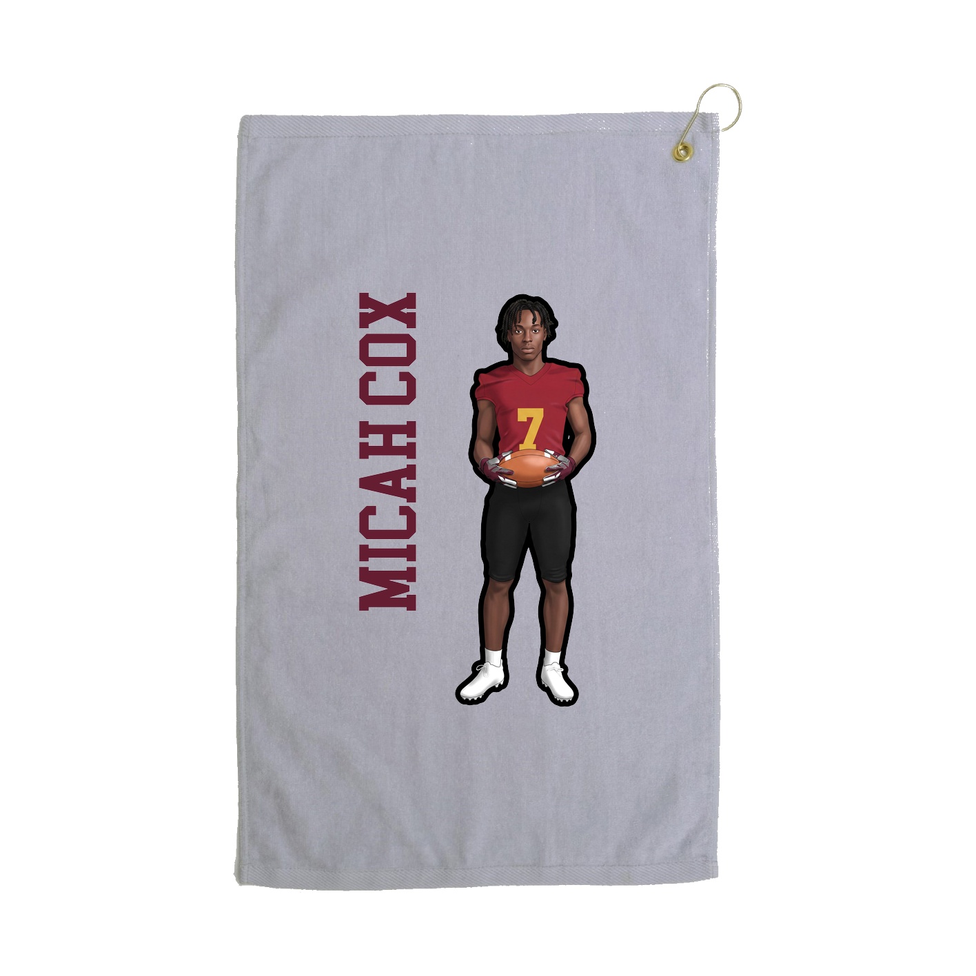 Golf Towel — Name Vertical in Grey