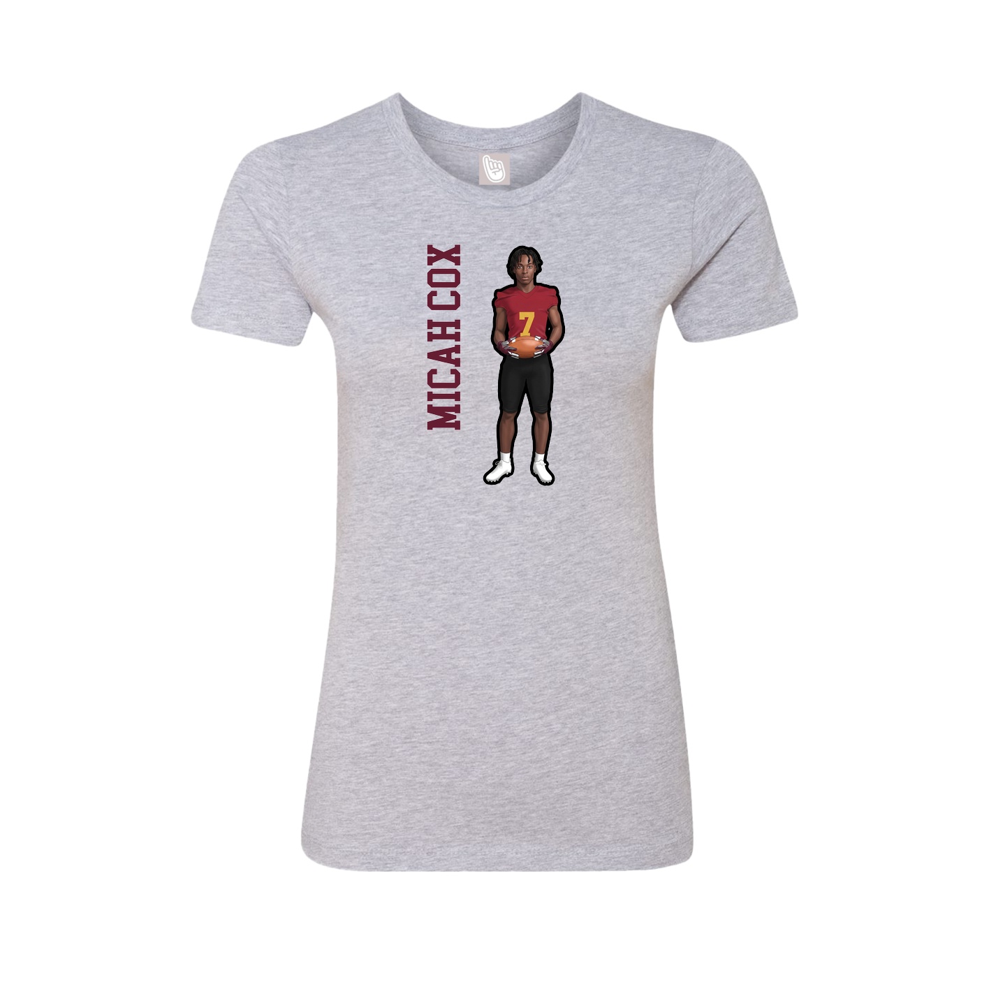 Fitted Women's Tee — Name Vertical in Grey