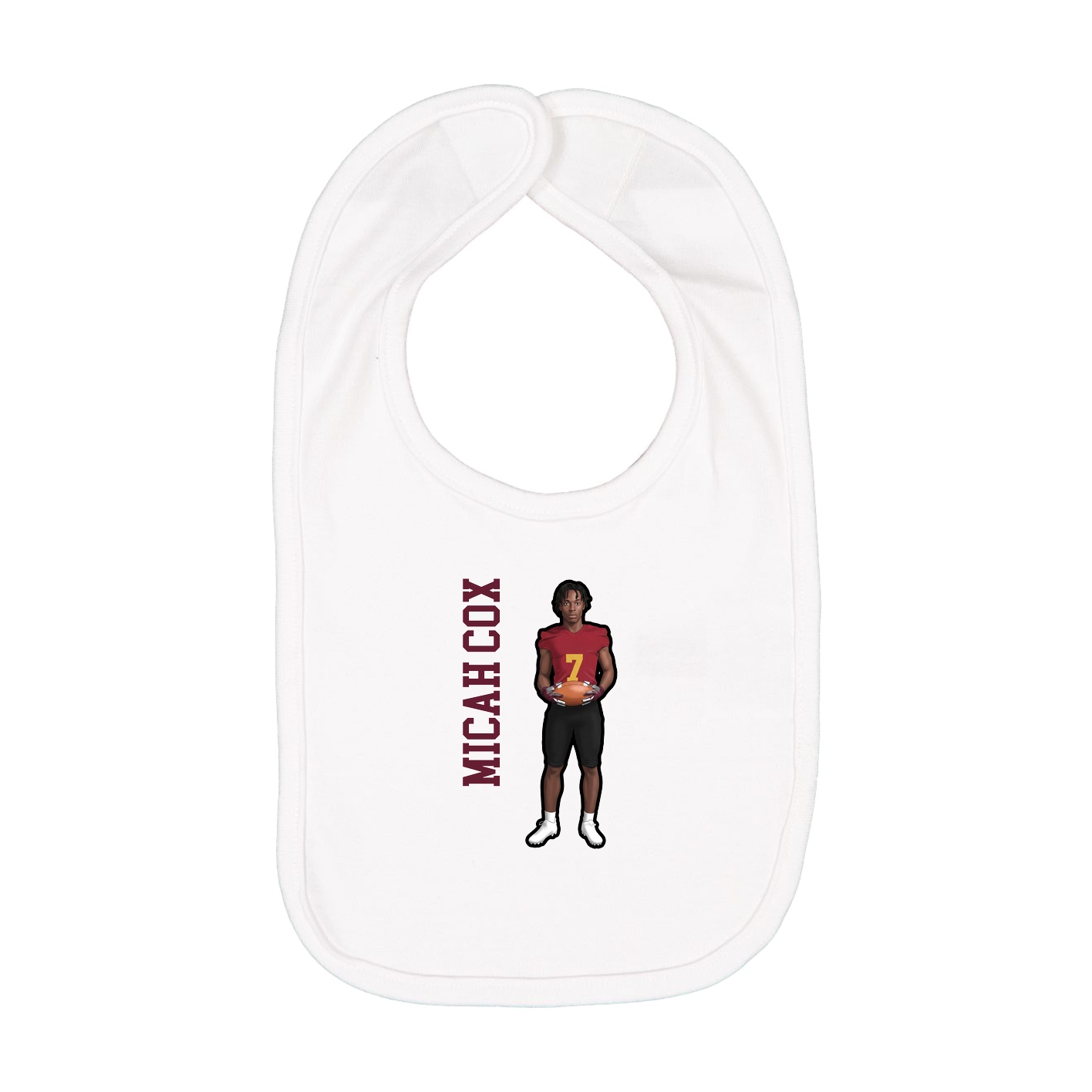 Infant Bib — Name Vertical in White