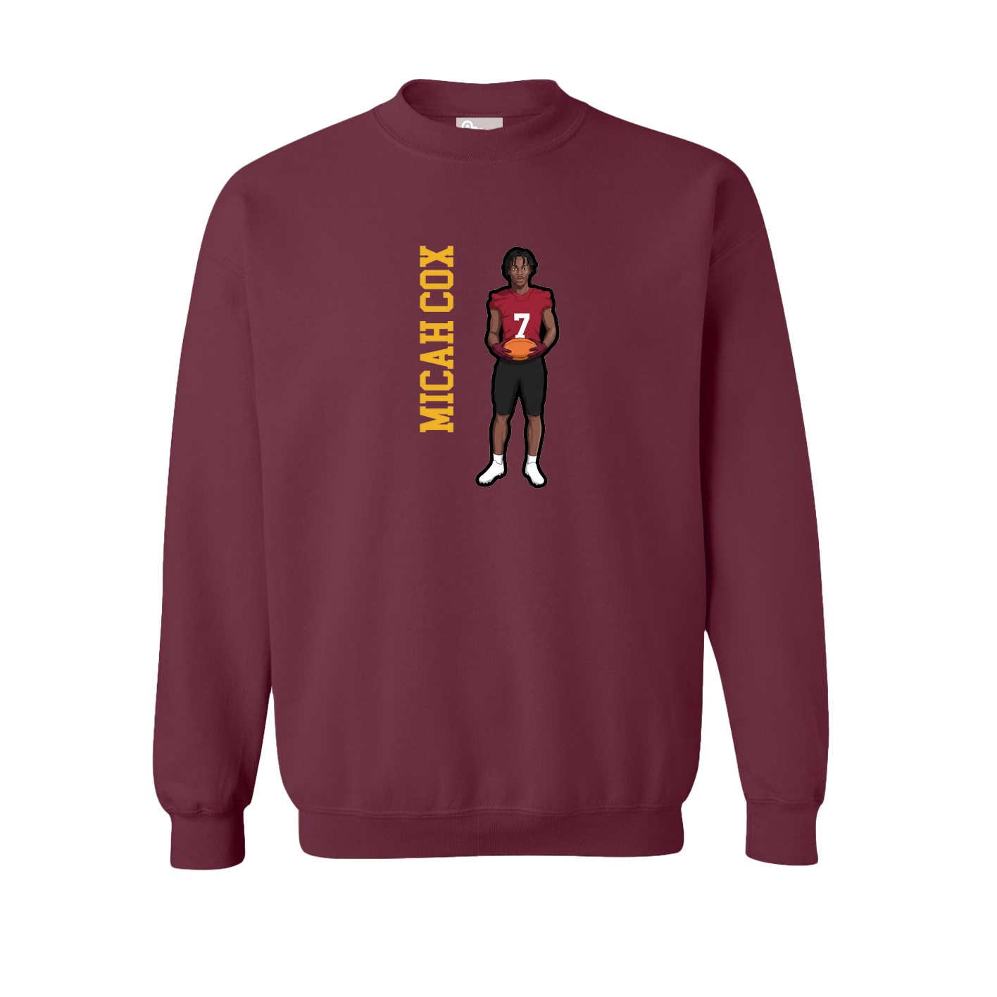 Fleece Crew — Name Vertical in Maroon