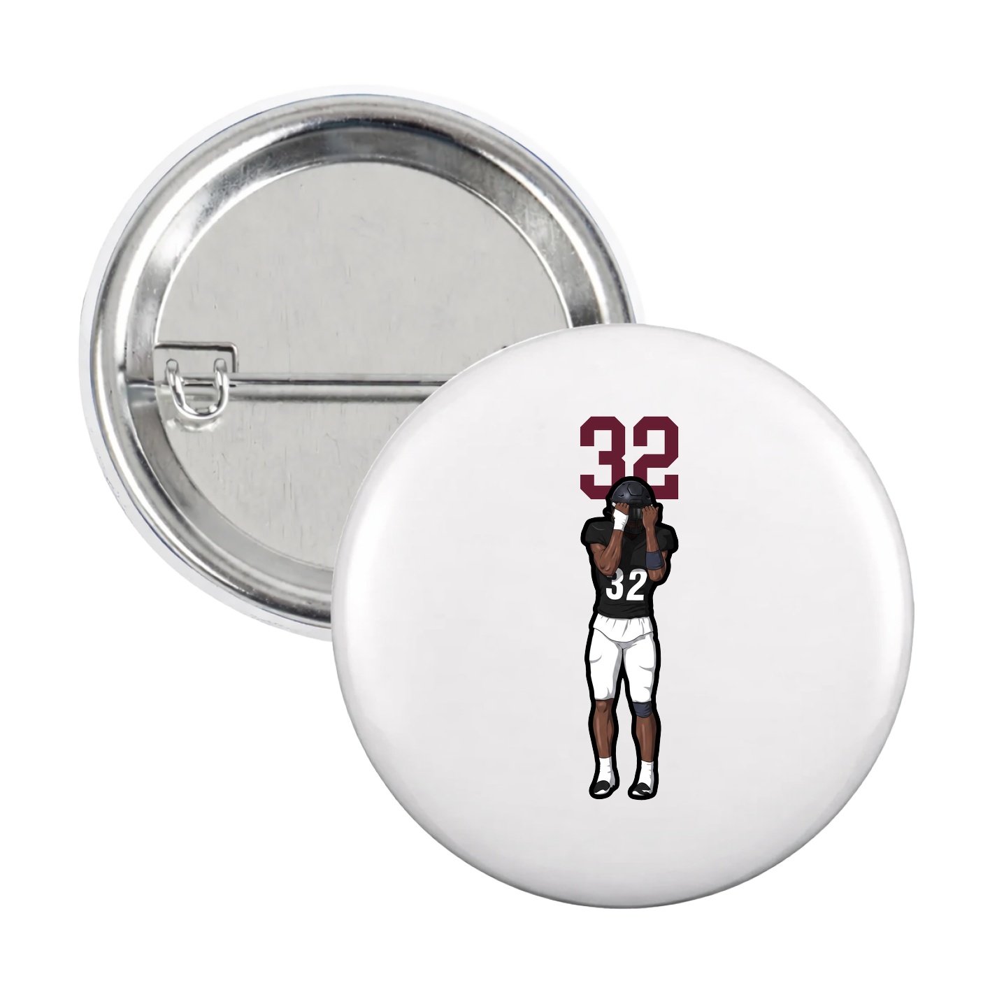 Game Day Button — Number Top in White