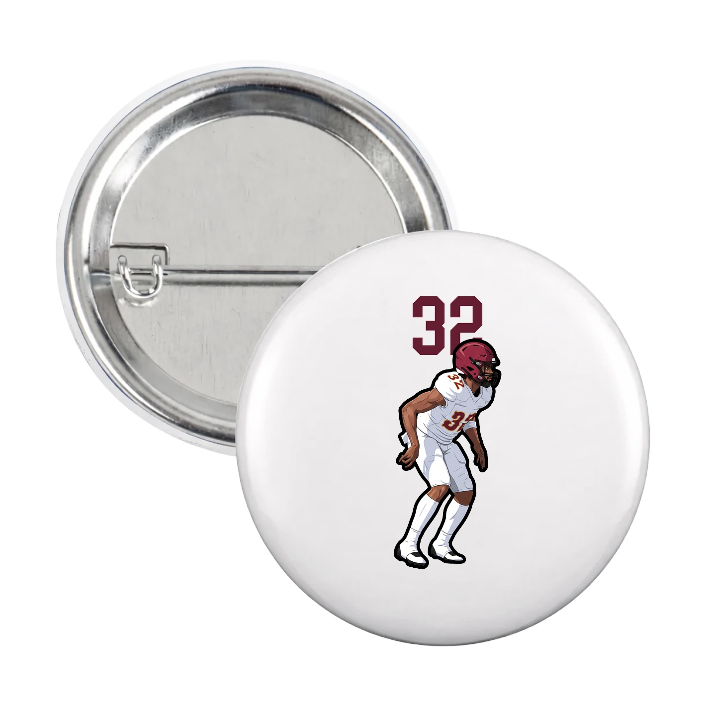 Game Day Button — Number Top in White