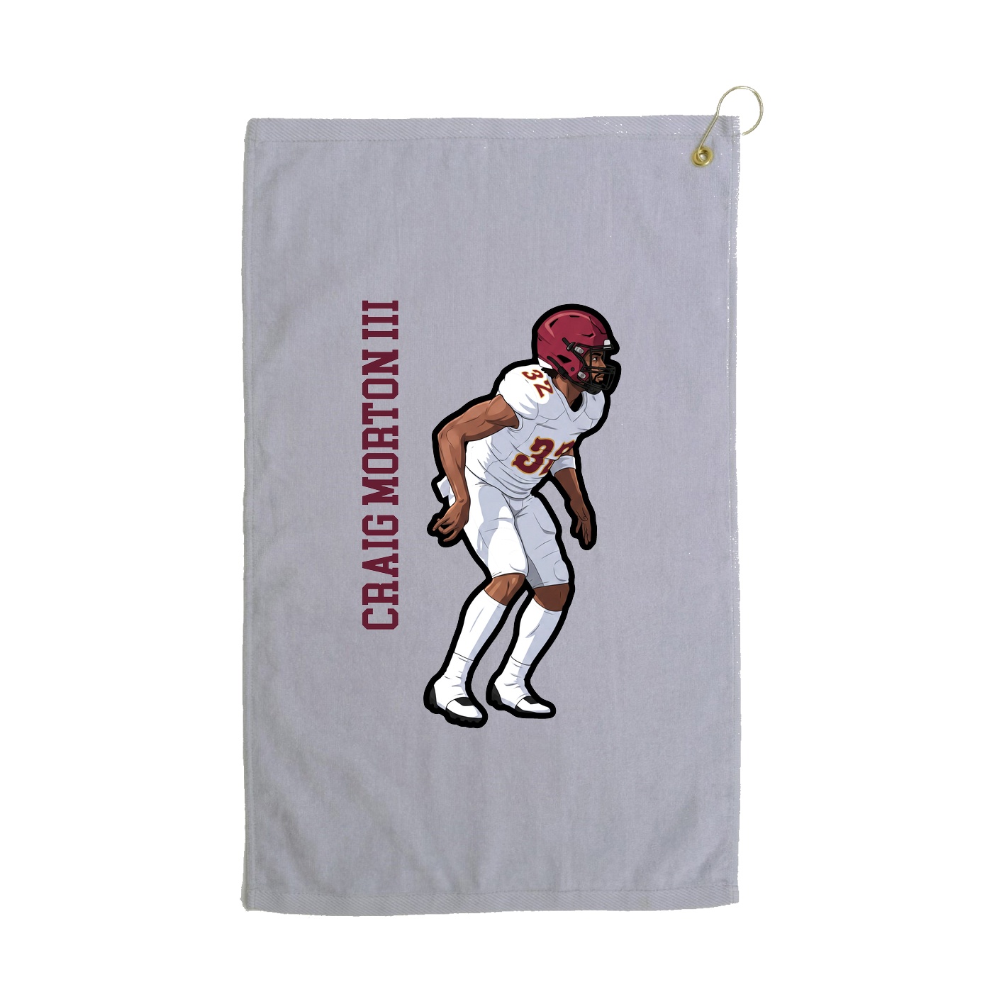 Golf Towel — Name Vertical in Grey
