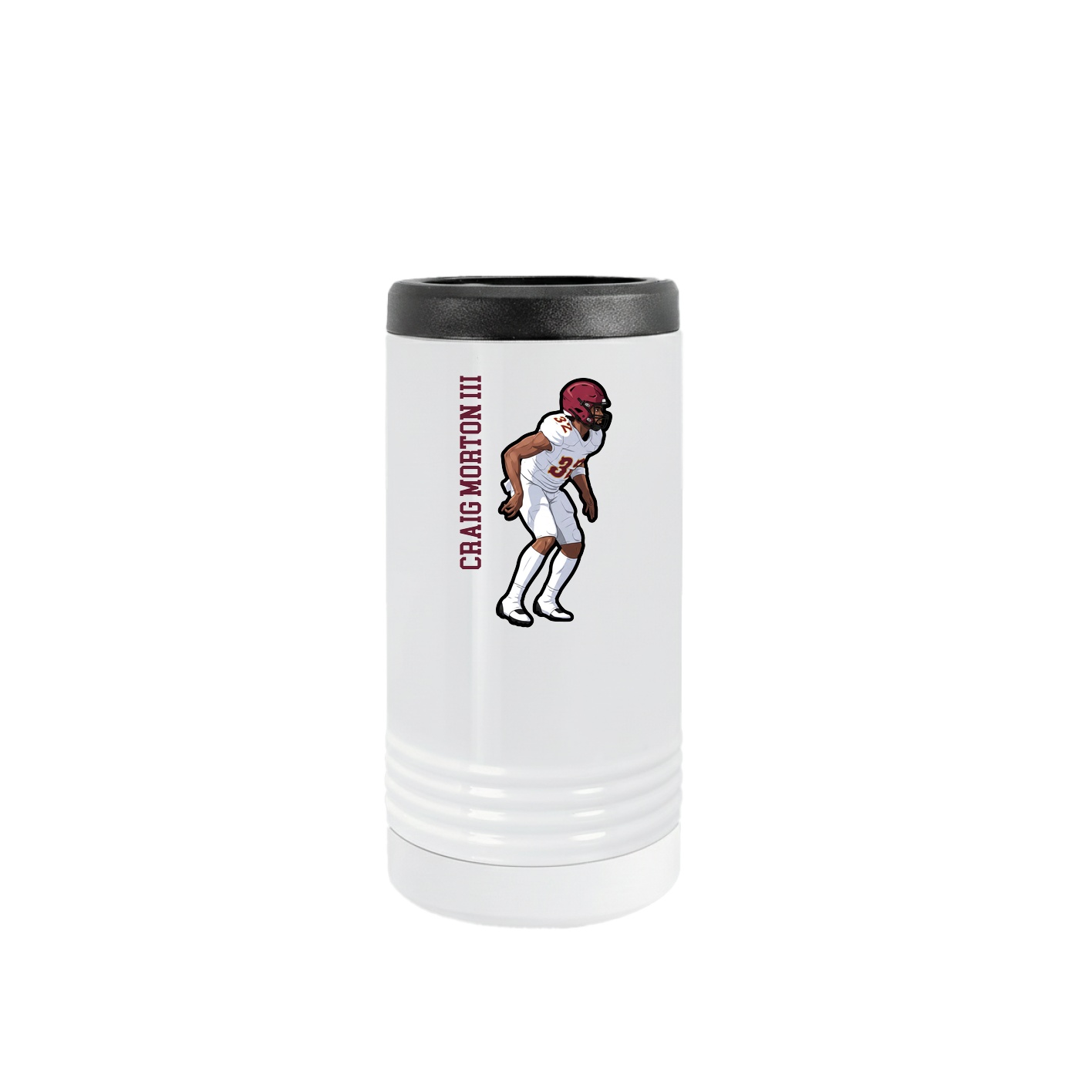 Slim Beverage Holder — Name Vertical in White