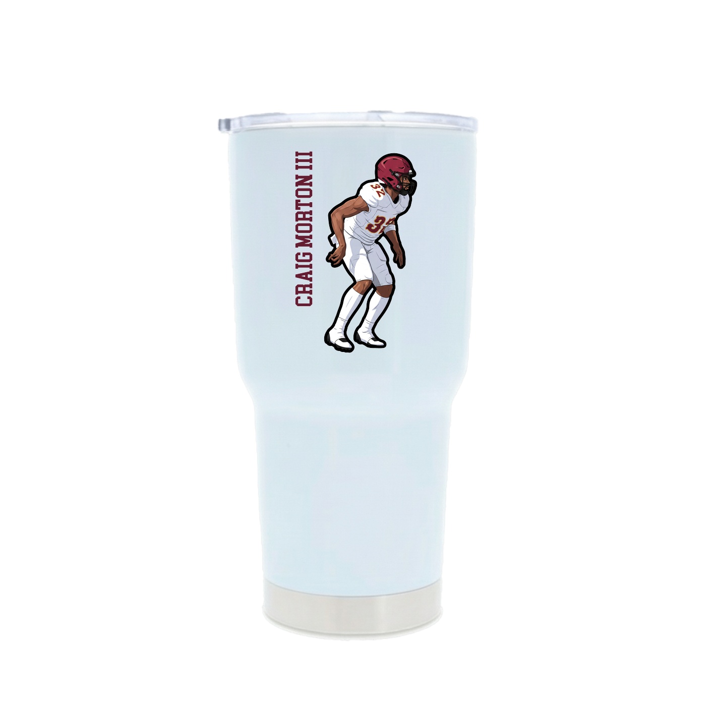 30oz Stainless Steel Tumbler — Name Vertical in White