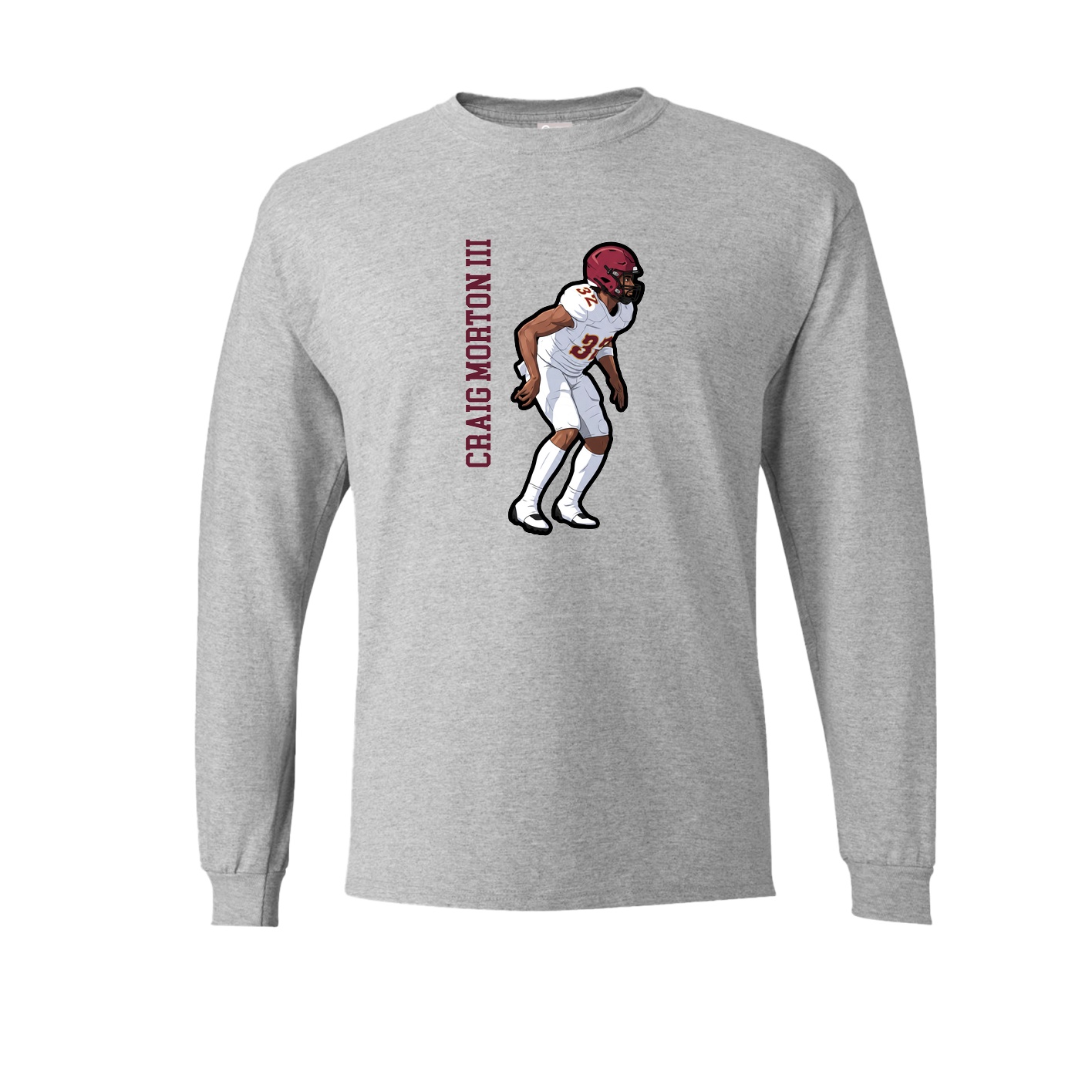 Long Sleeve Tee — Name Vertical in Grey