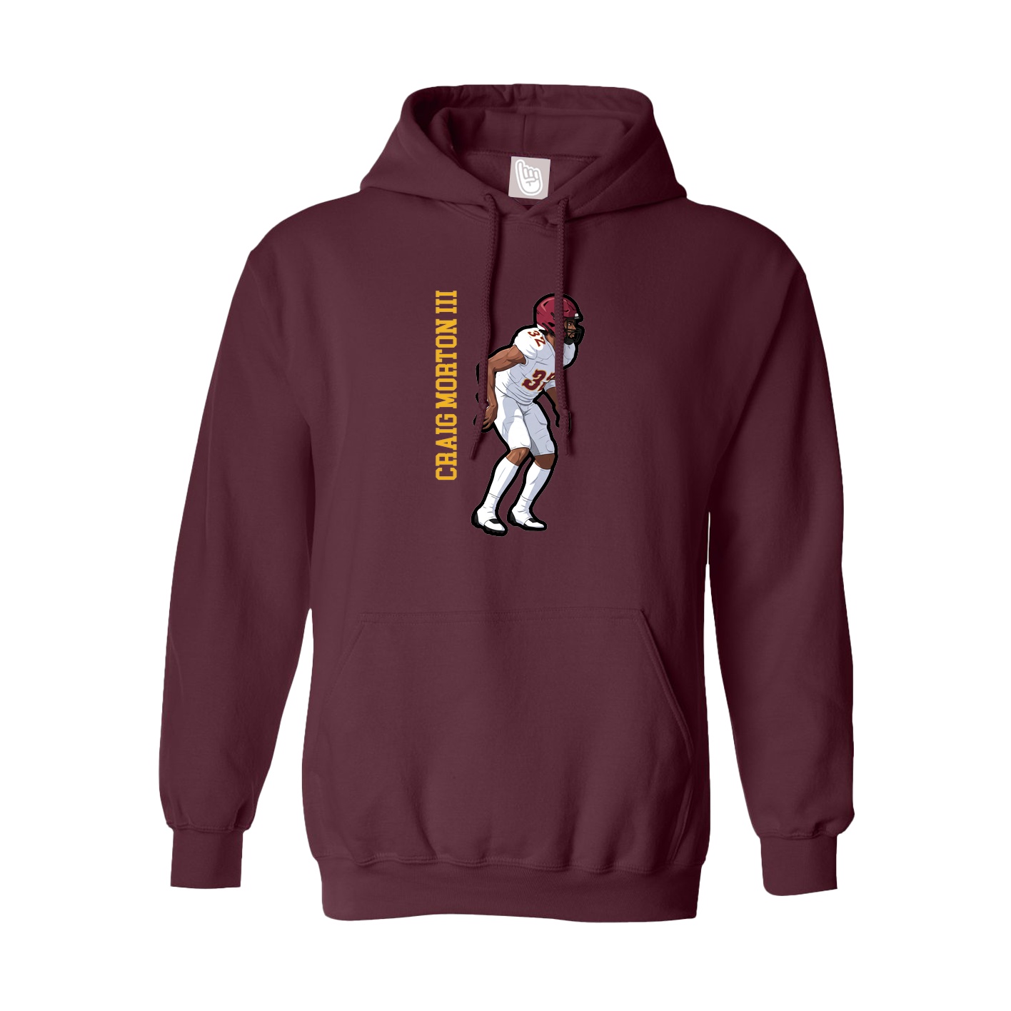 Hoodie — Name Vertical in Maroon