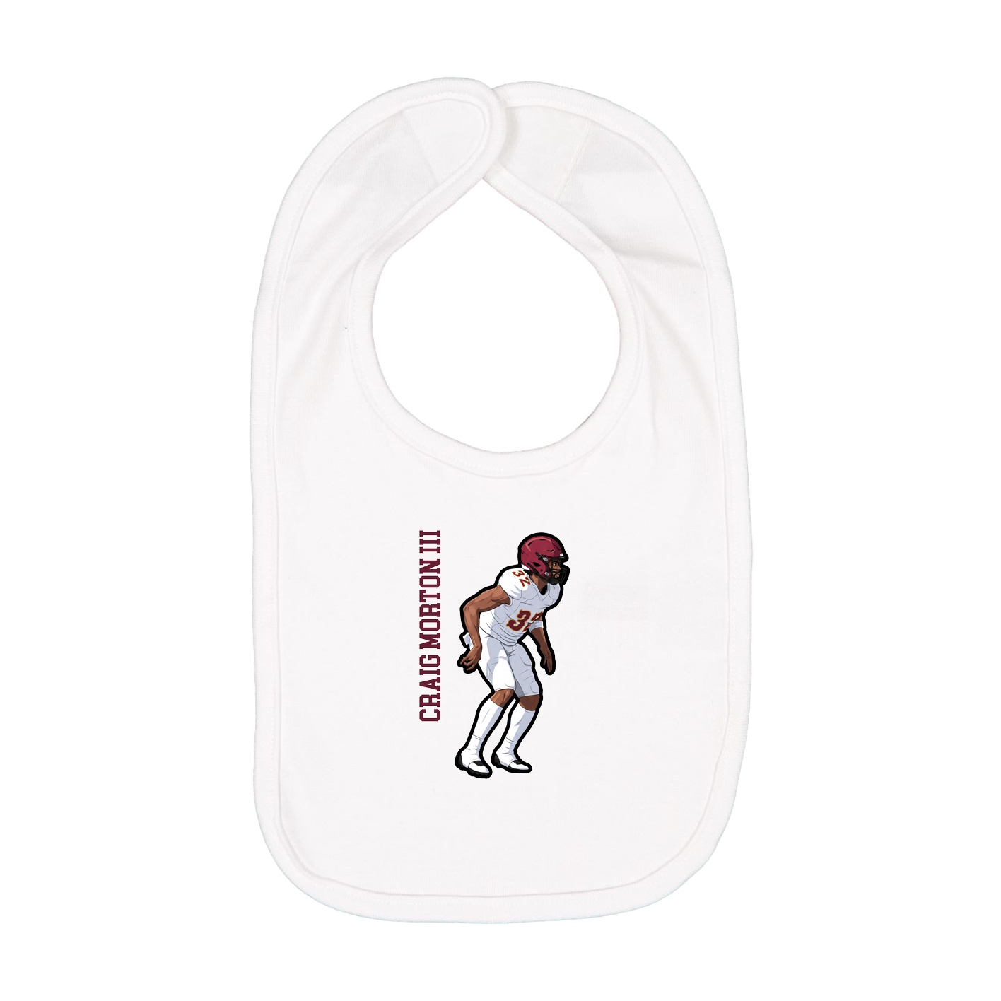 Infant Bib — Name Vertical in White