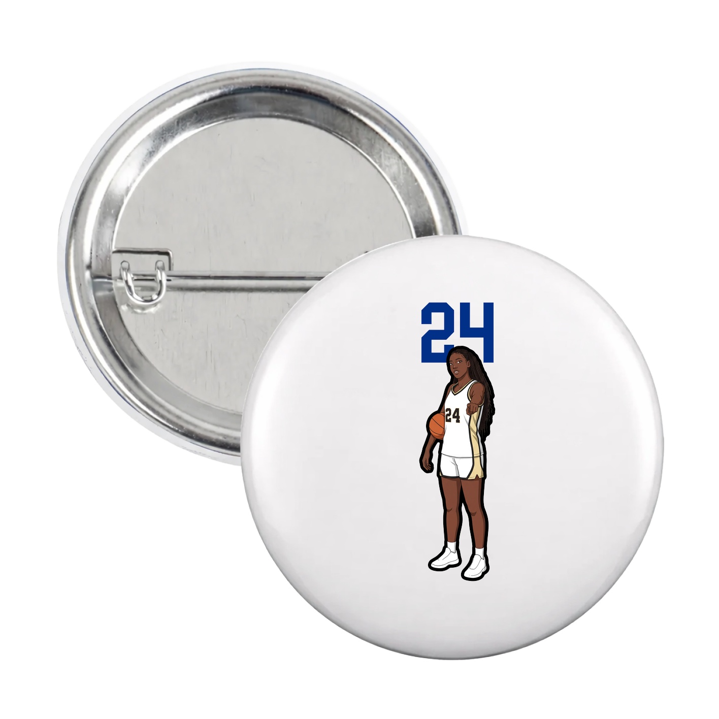 Game Day Button — Number Top in White