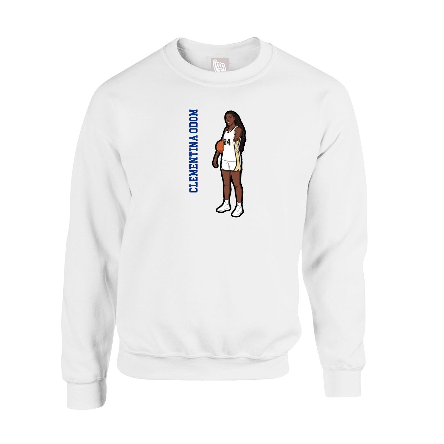 Fleece Crew — Name Vertical in White