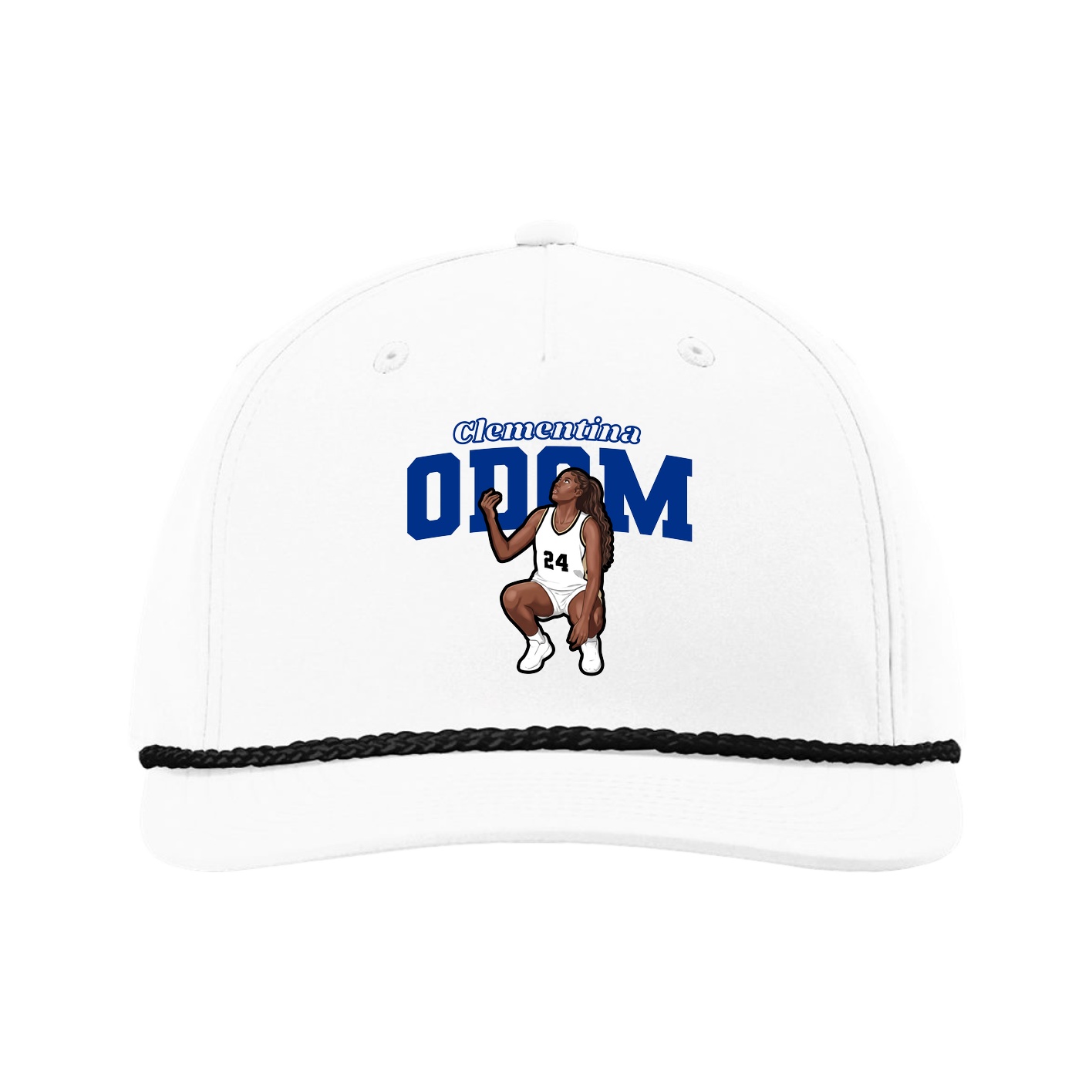 Five-Panel Classic Rope Cap — Name Arch in White