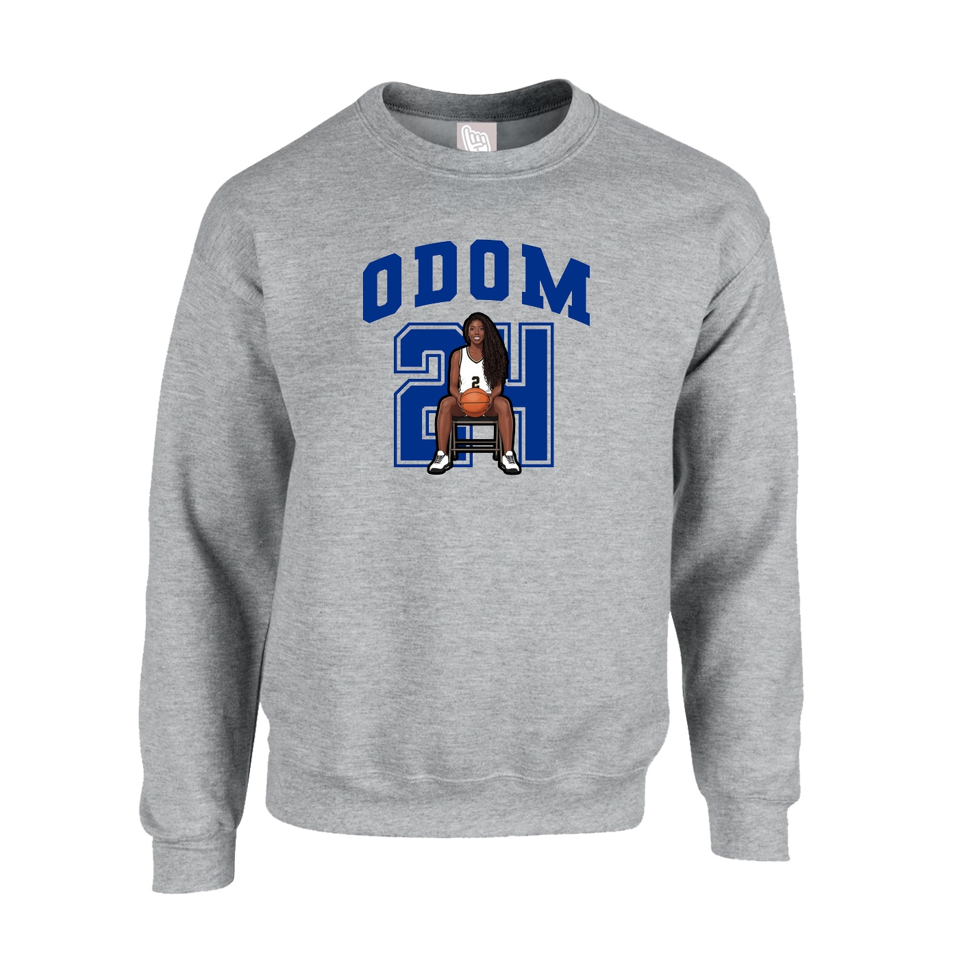 Fleece Crew — Number in Grey