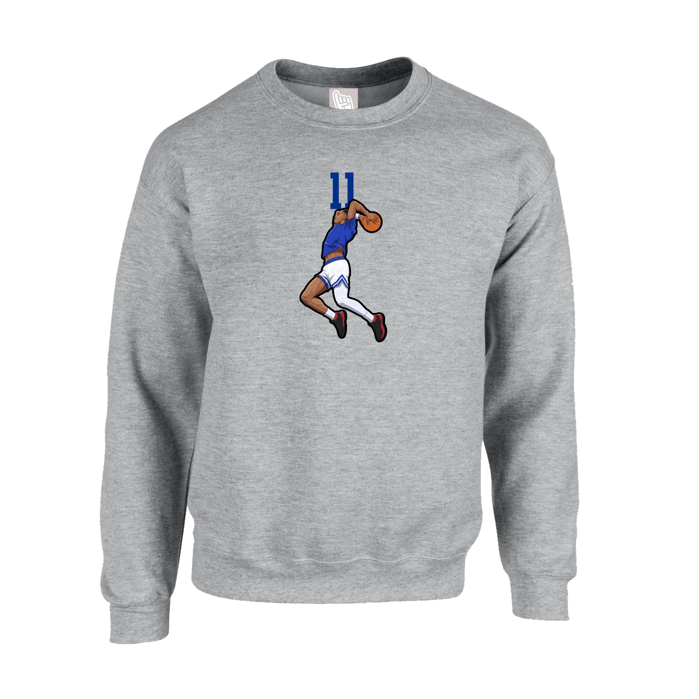 Fleece Crew — Number Top in Grey