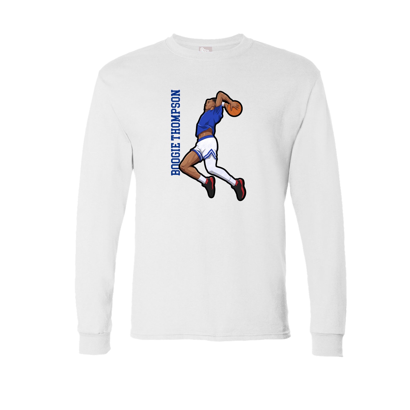 Long Sleeve Tee — Name Vertical in White