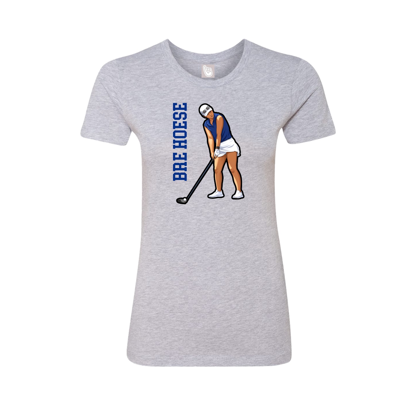 Fitted Women's Tee — Name Vertical in Grey