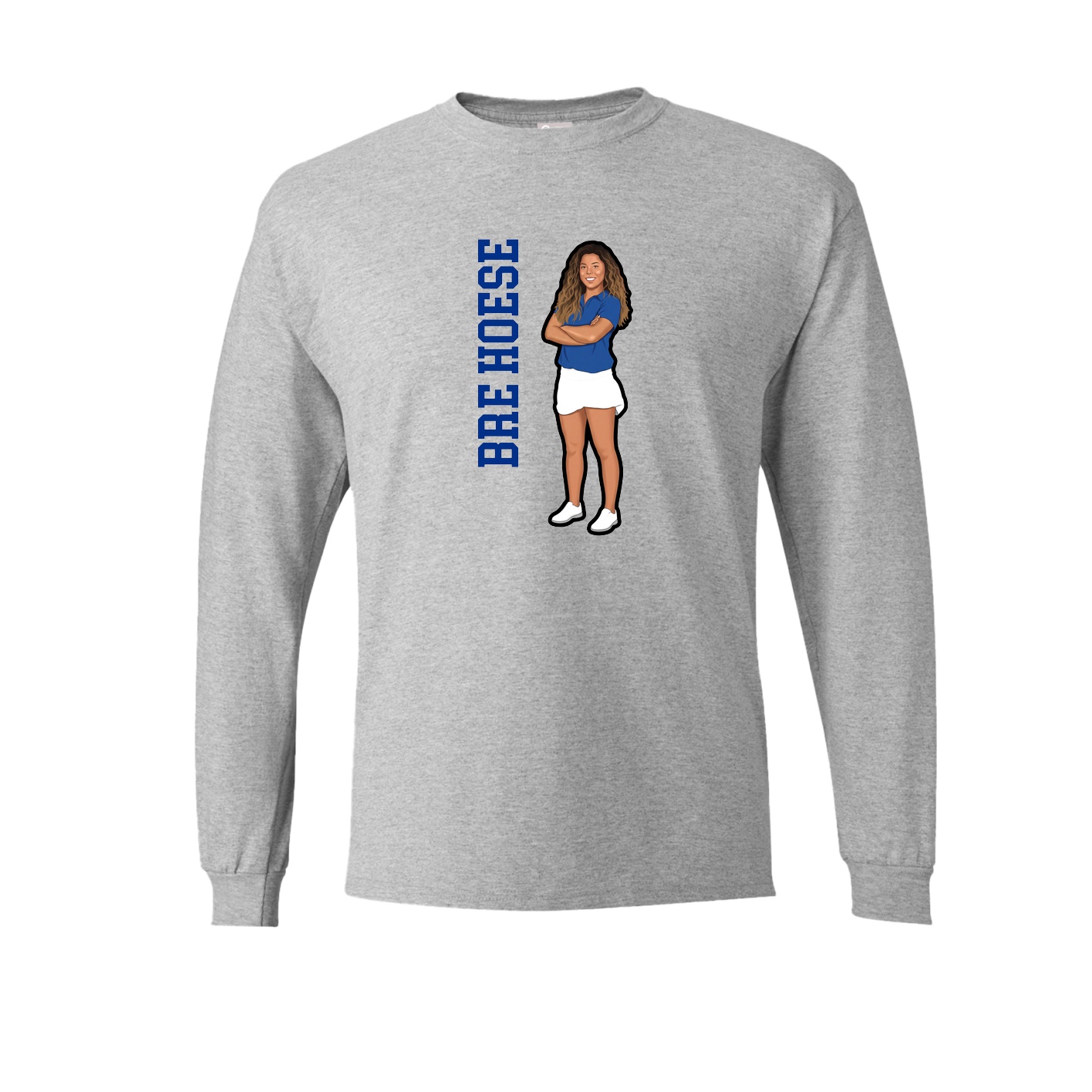 Long Sleeve Tee — Name Vertical in Grey