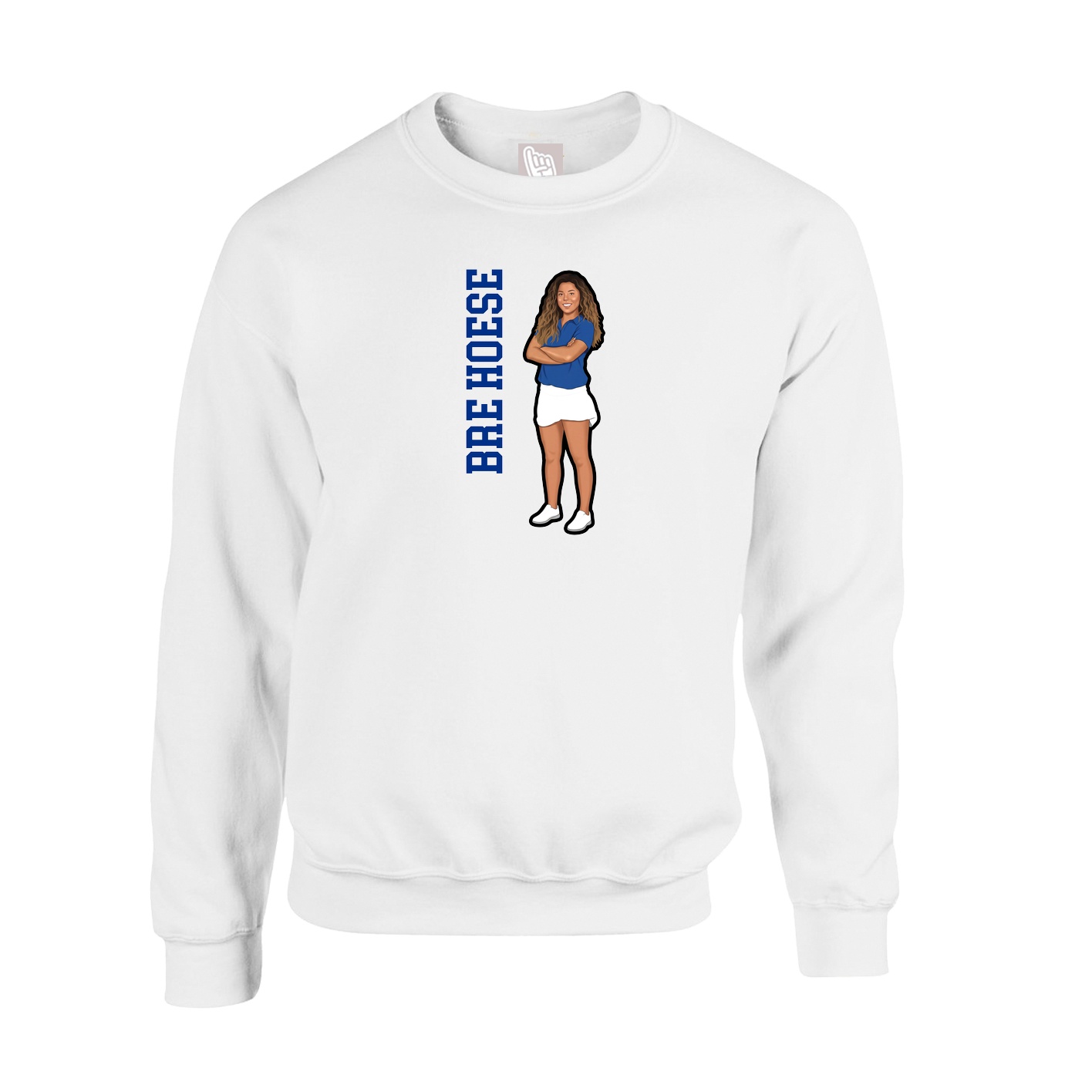 Fleece Crew — Name Vertical in White