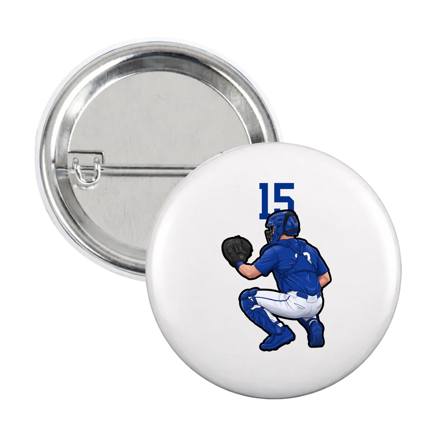 Game Day Button — Number Top in White