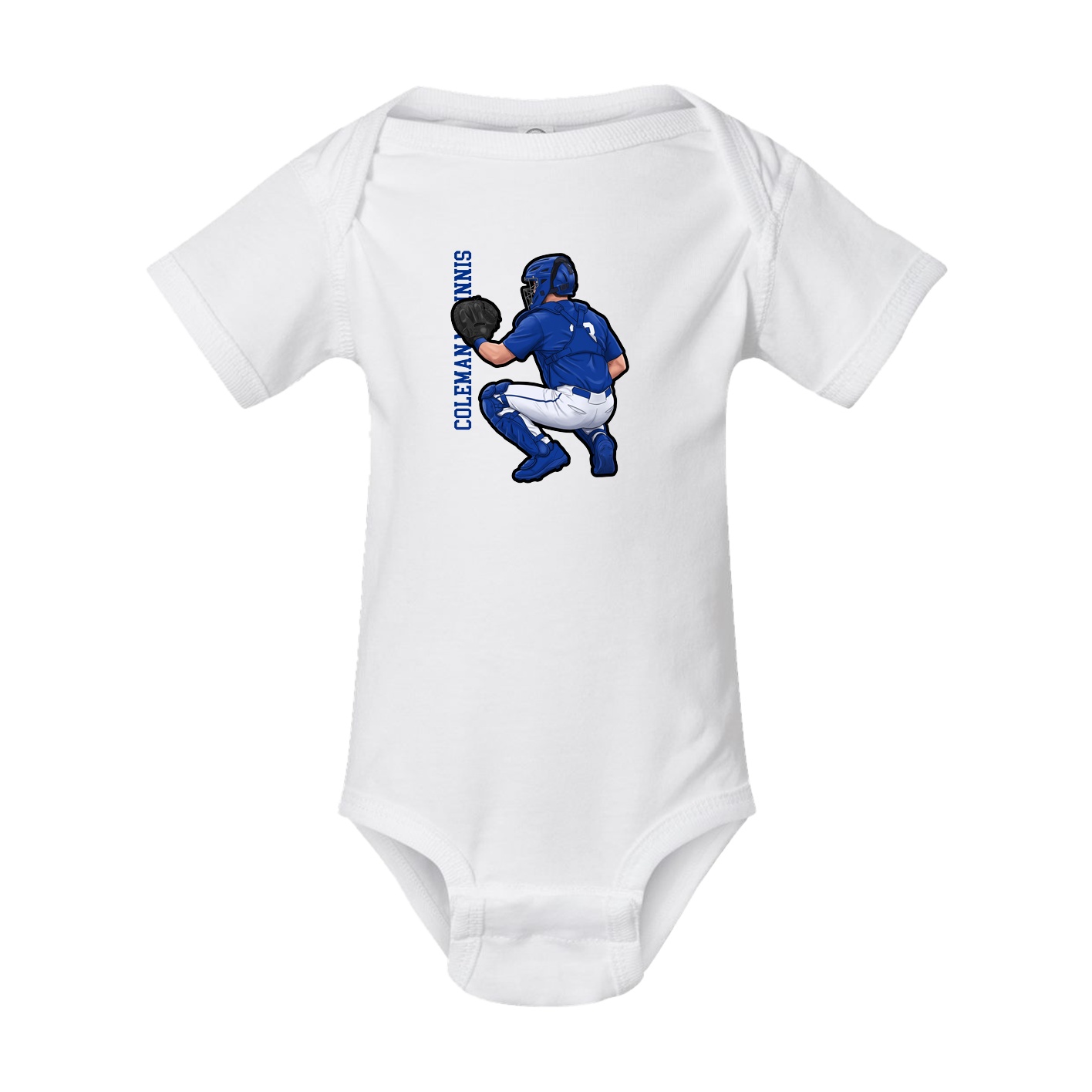 Baby Onesie — Name Vertical in White