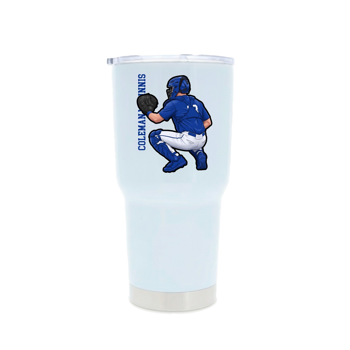 30oz Stainless Steel Tumbler — Name Vertical in White