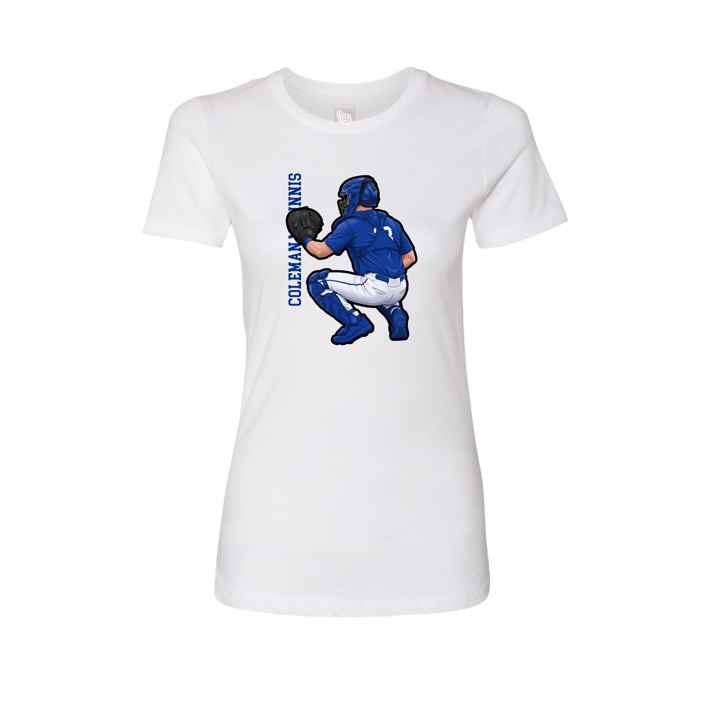Fitted Women's Tee — Name Vertical in White