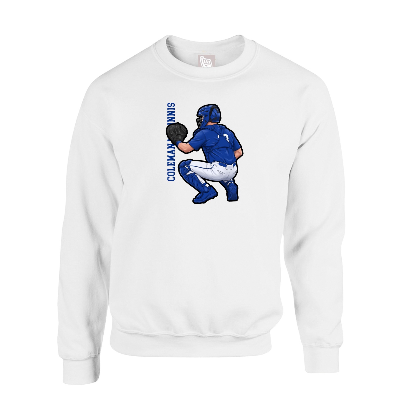 Fleece Crew — Name Vertical in White