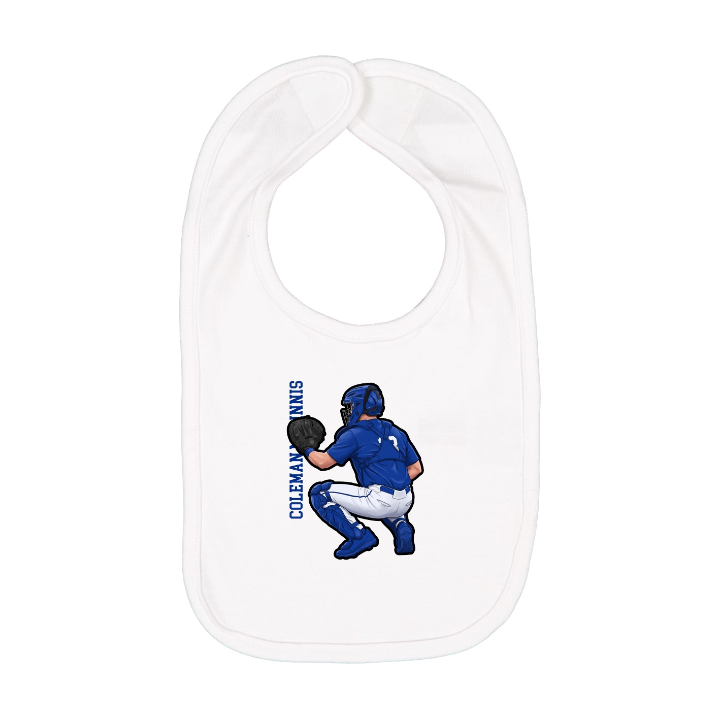 Infant Bib — Name Vertical in White
