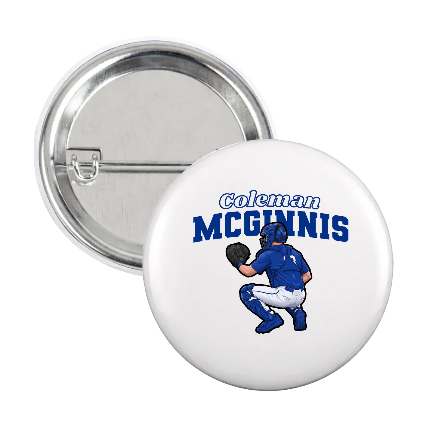 Game Day Button — Name Arch in White