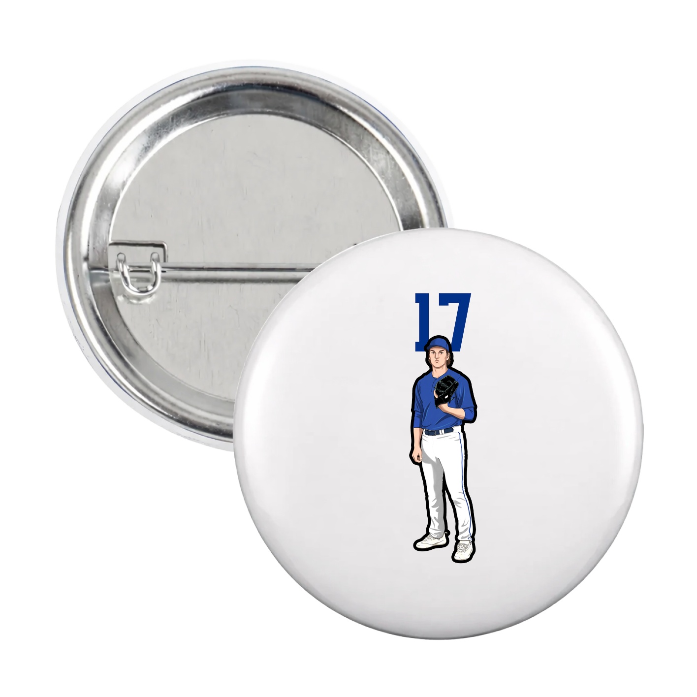 Game Day Button — Number Top in White