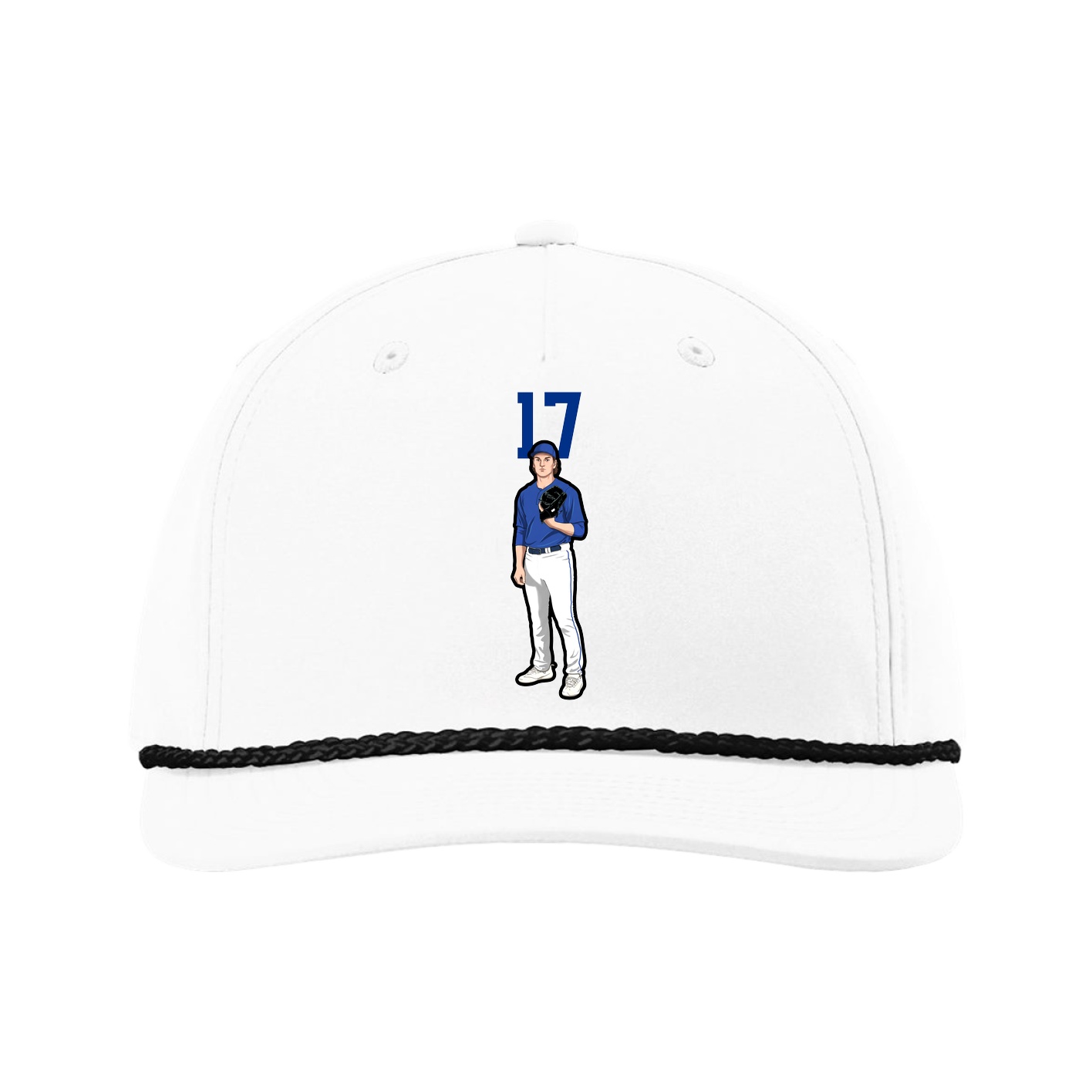Five-Panel Classic Rope Cap — Number Top in White