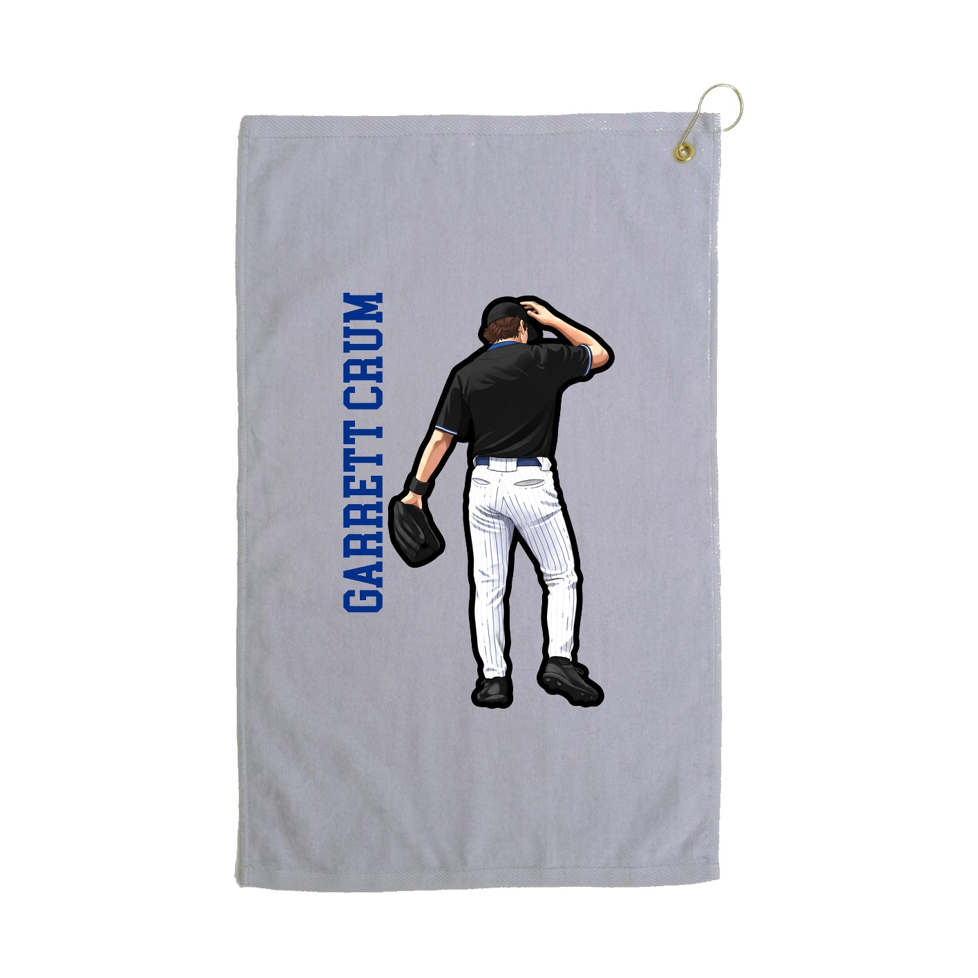Golf Towel — Name Vertical in Grey