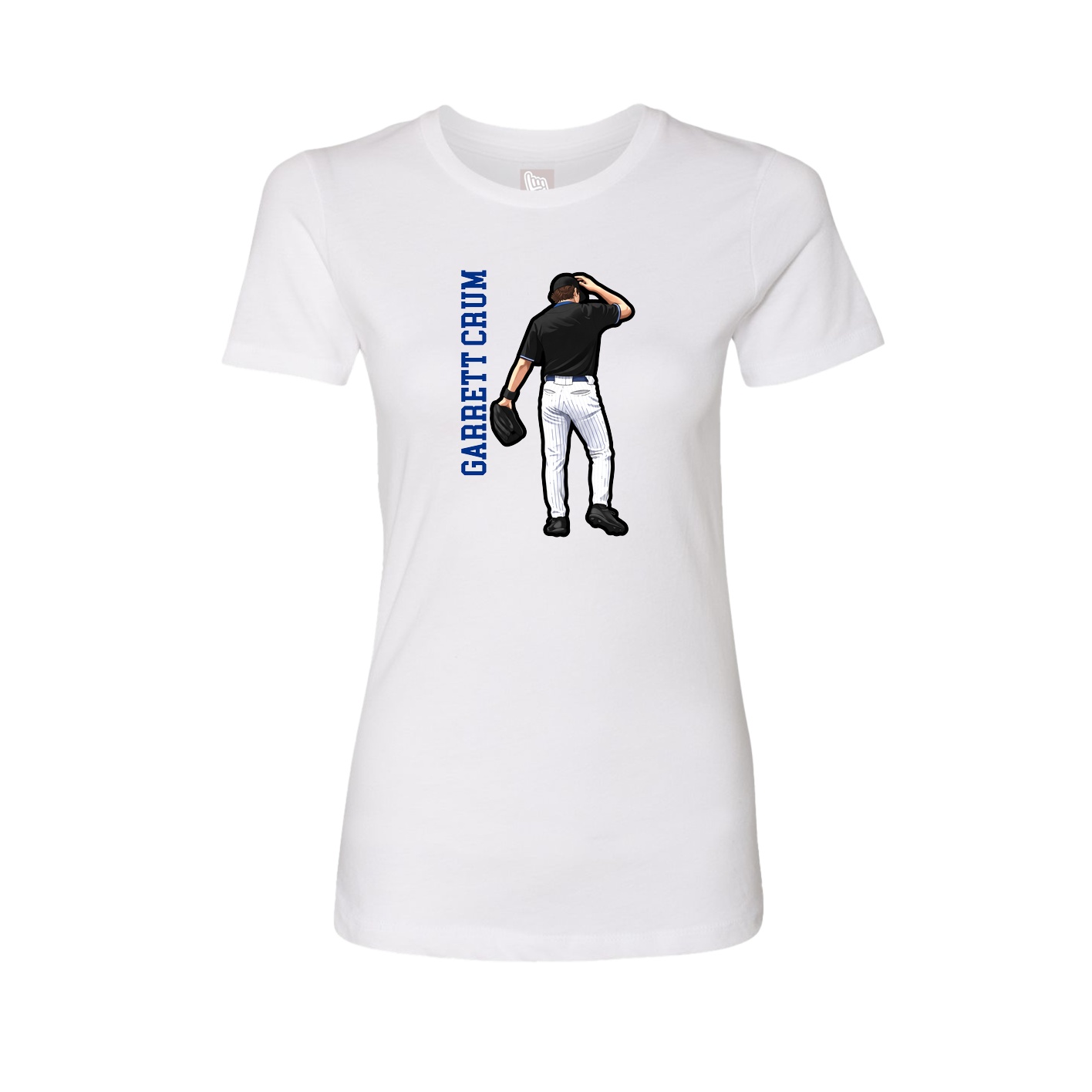 Fitted Women's Tee — Name Vertical in White