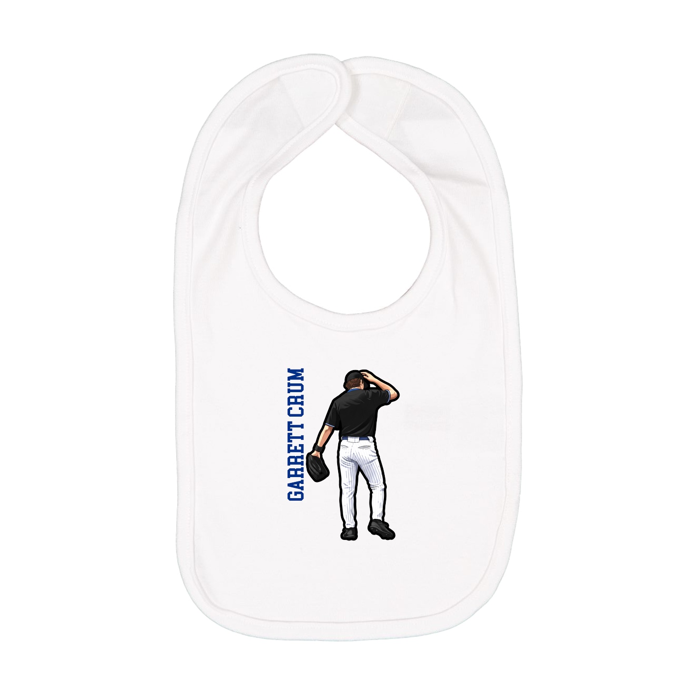 Infant Bib — Name Vertical in White