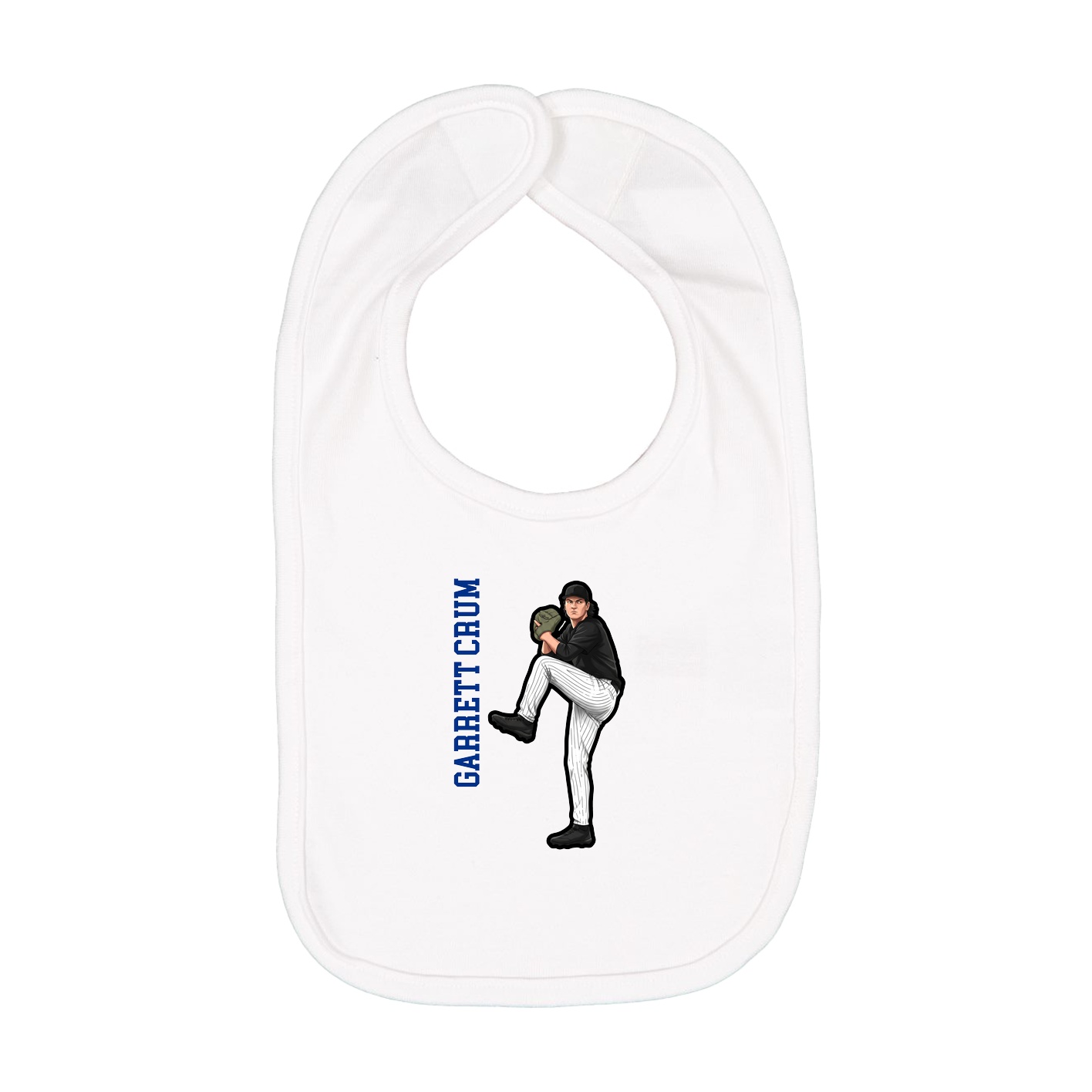 Infant Bib — Name Vertical in White