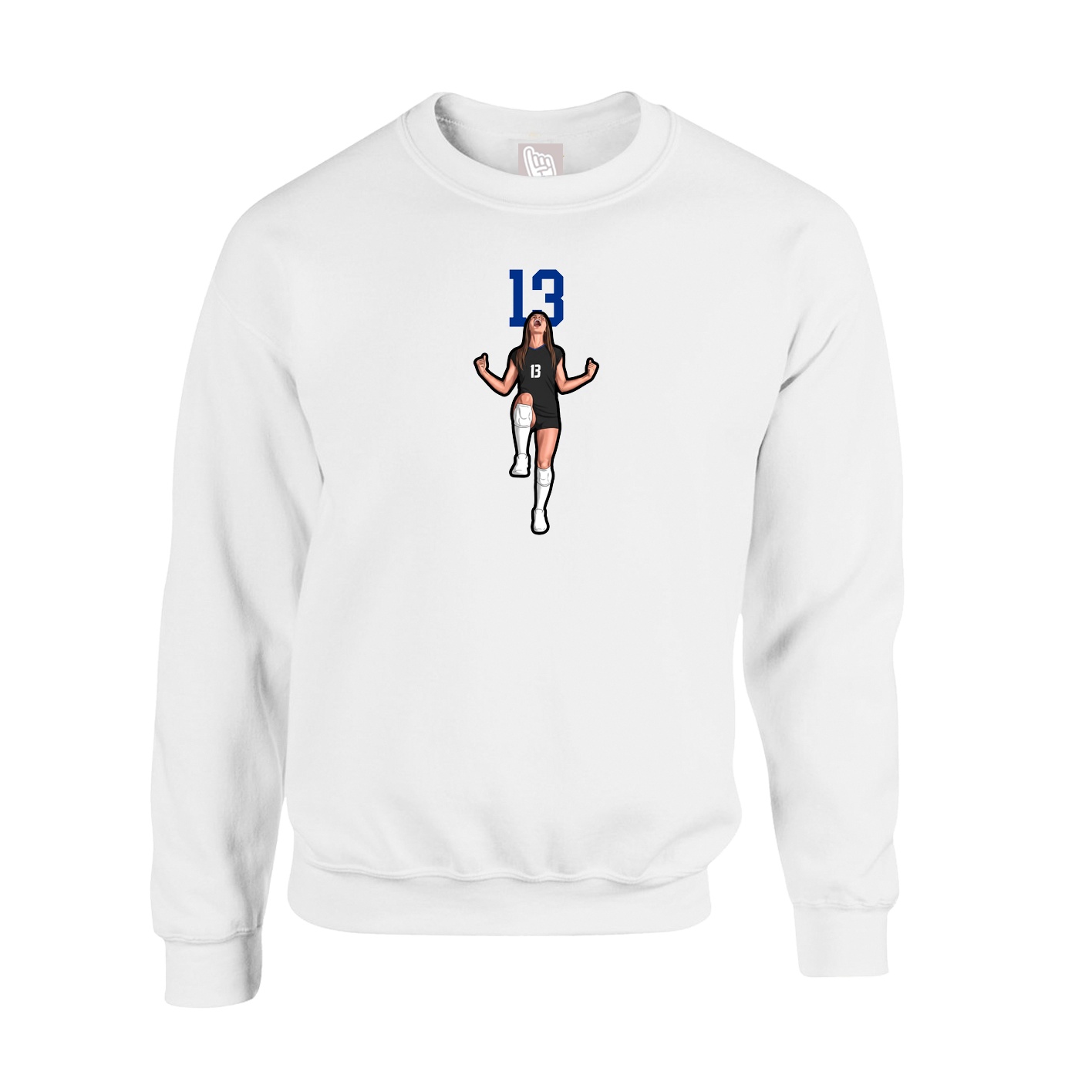 Fleece Crew — Number Top in White