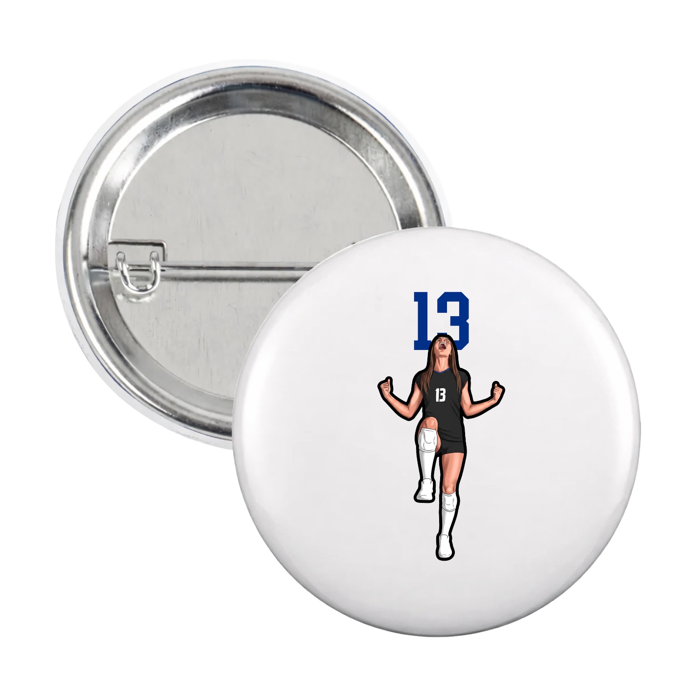 Game Day Button — Number Top in White