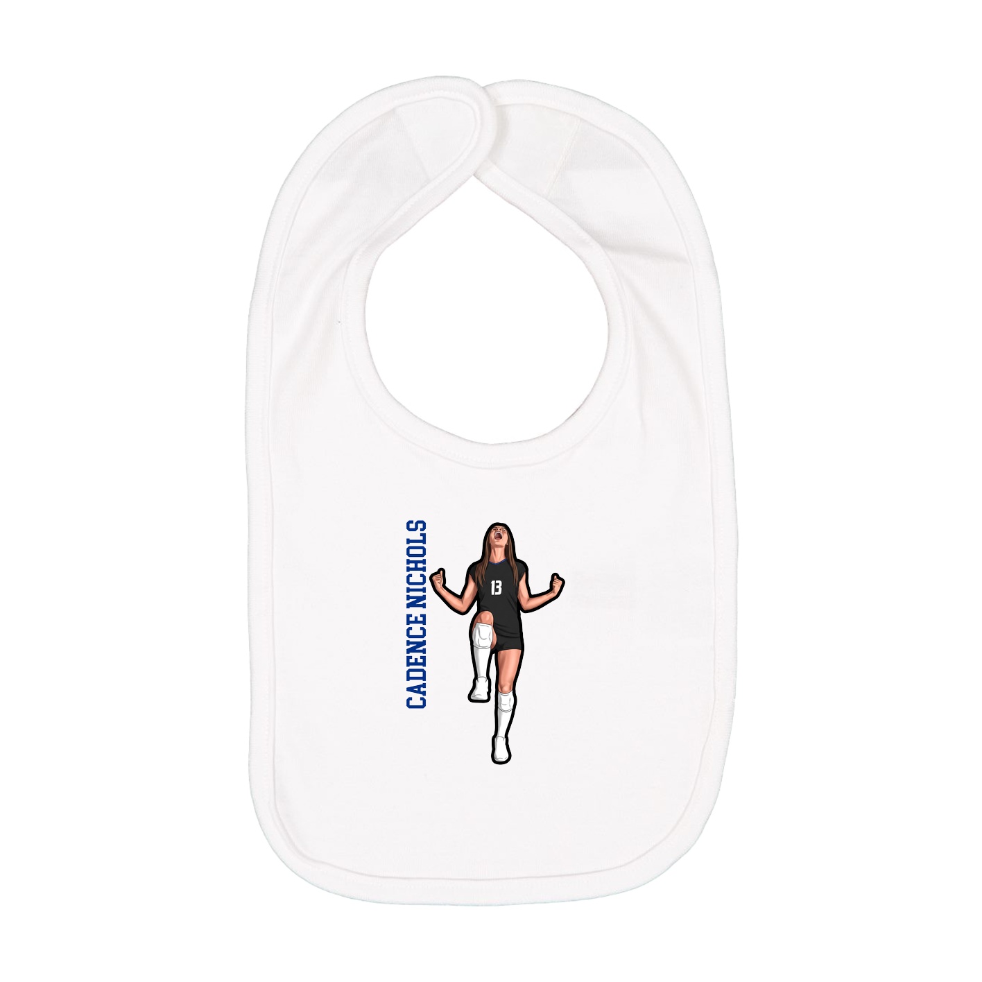 Infant Bib — Name Vertical in White